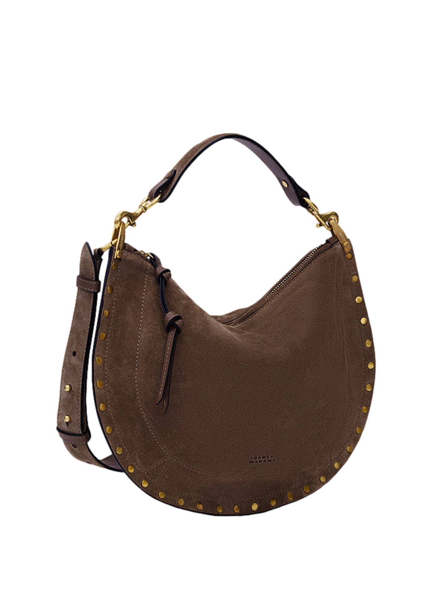Handtas Oskan Soft Zip van geitenleer met suède-effect ISABEL MARANT Bruin