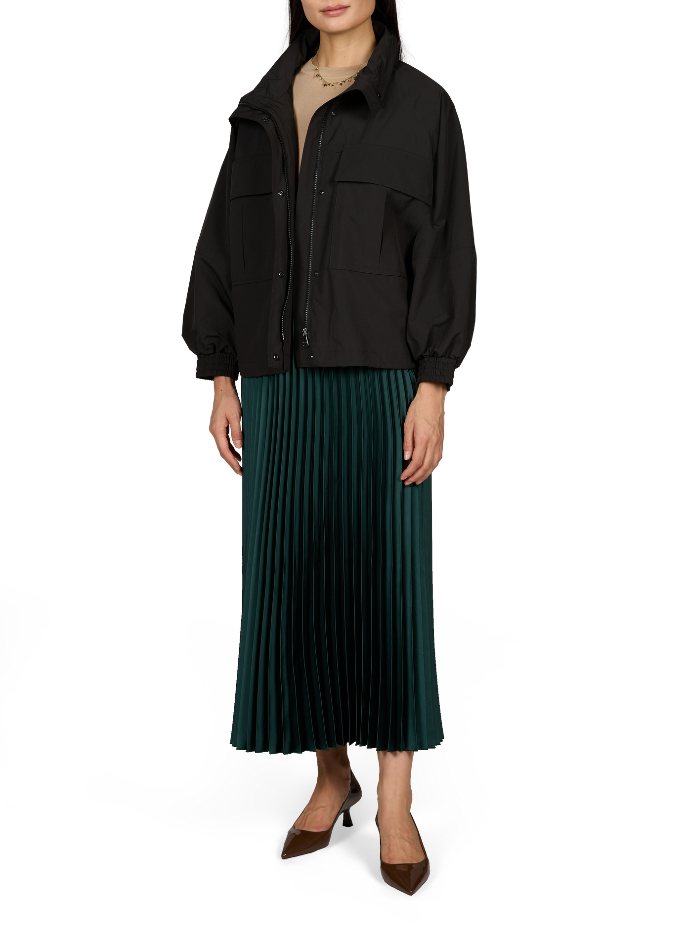 Jupe longue satinée à plis  MAX MARA WEEK END Vert
