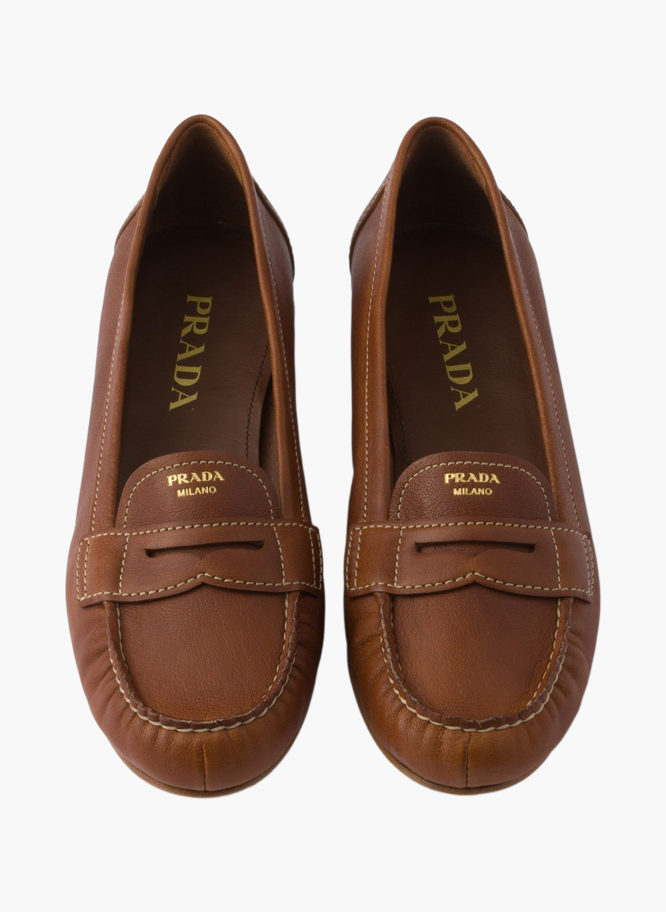 Mocassins en cuir PRADA Marron