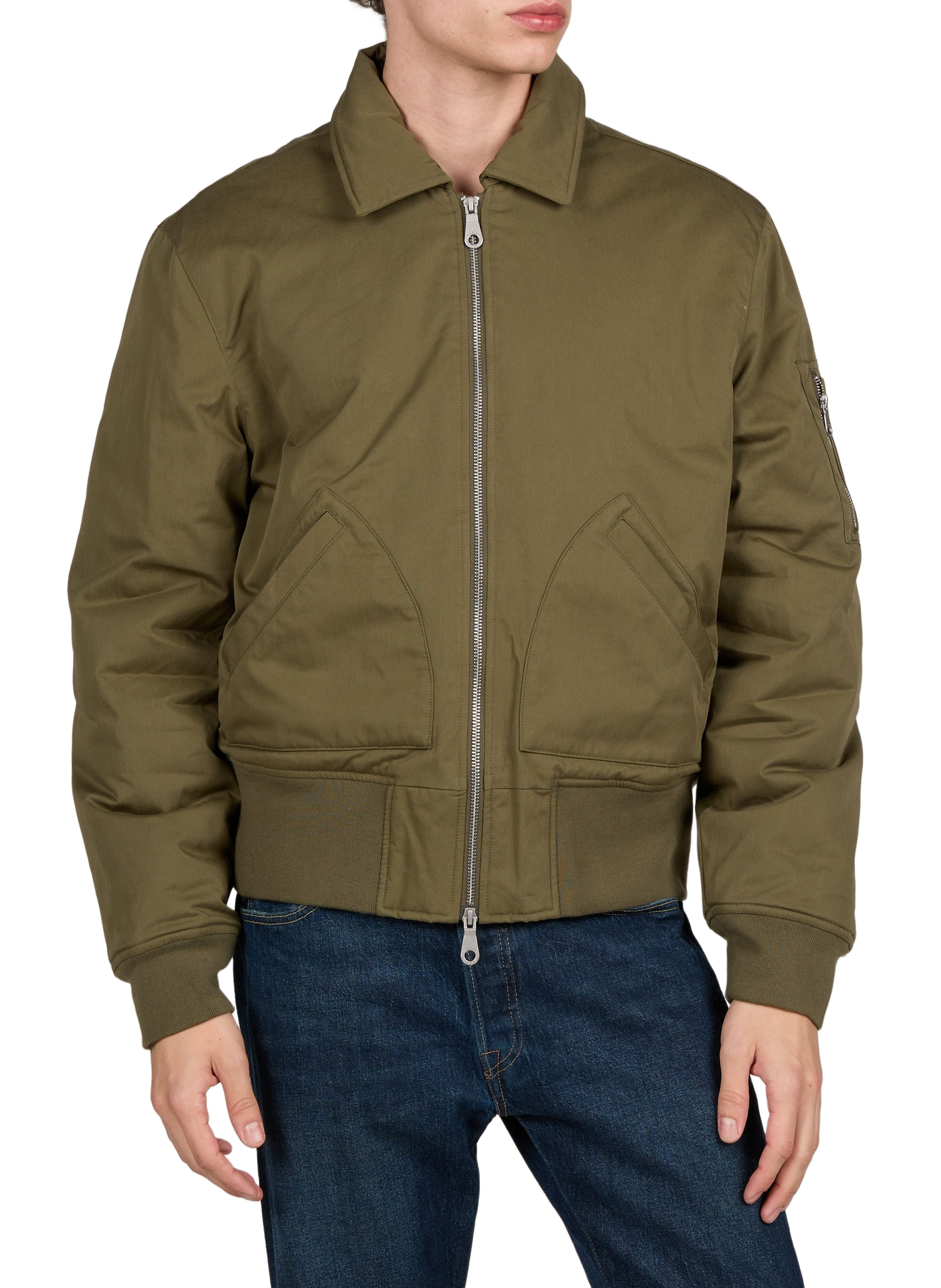 Jacket with classic collar in blended cotton FARAH Green