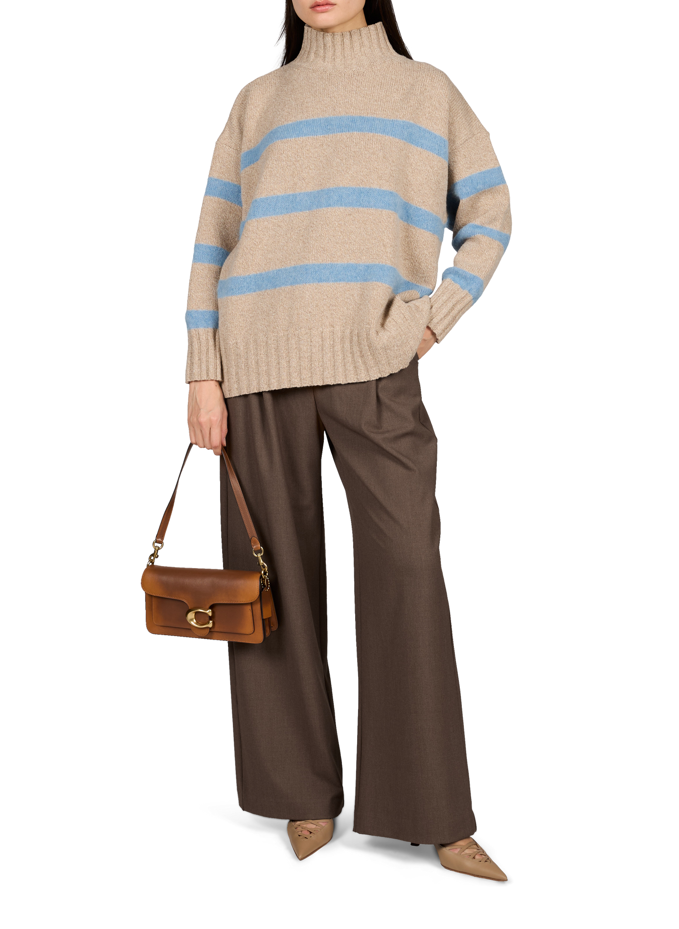 Effen wijde pantalon in tailoringstijl SUNCOO Beige