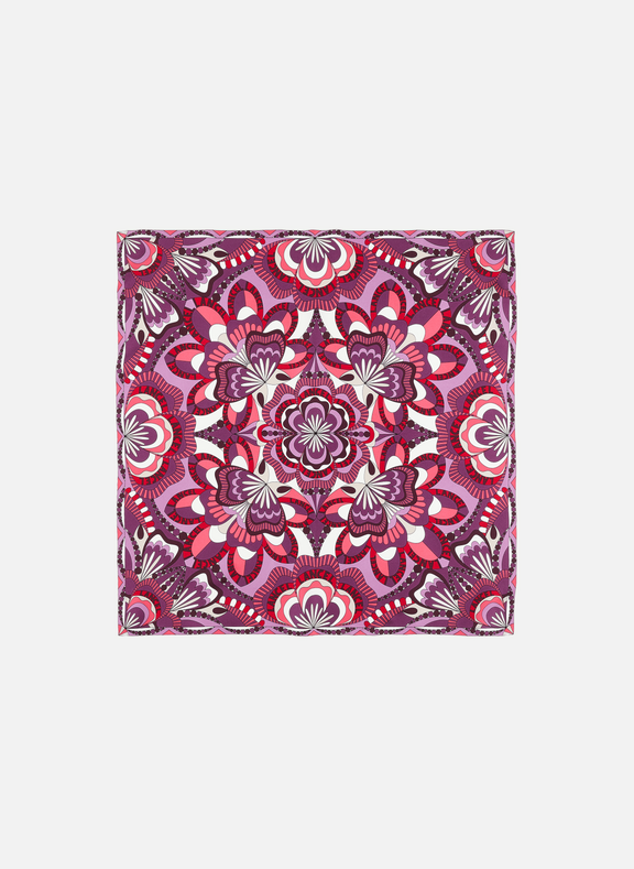 LANCEL Floral-print silk scarf Pink