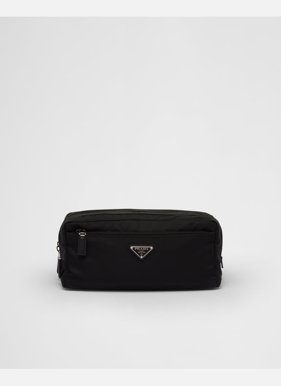 Pochette en re-nylon et cuir saffiano Noir by PRADA PRADA Pochette en re-nylon et cuir saffiano Noir