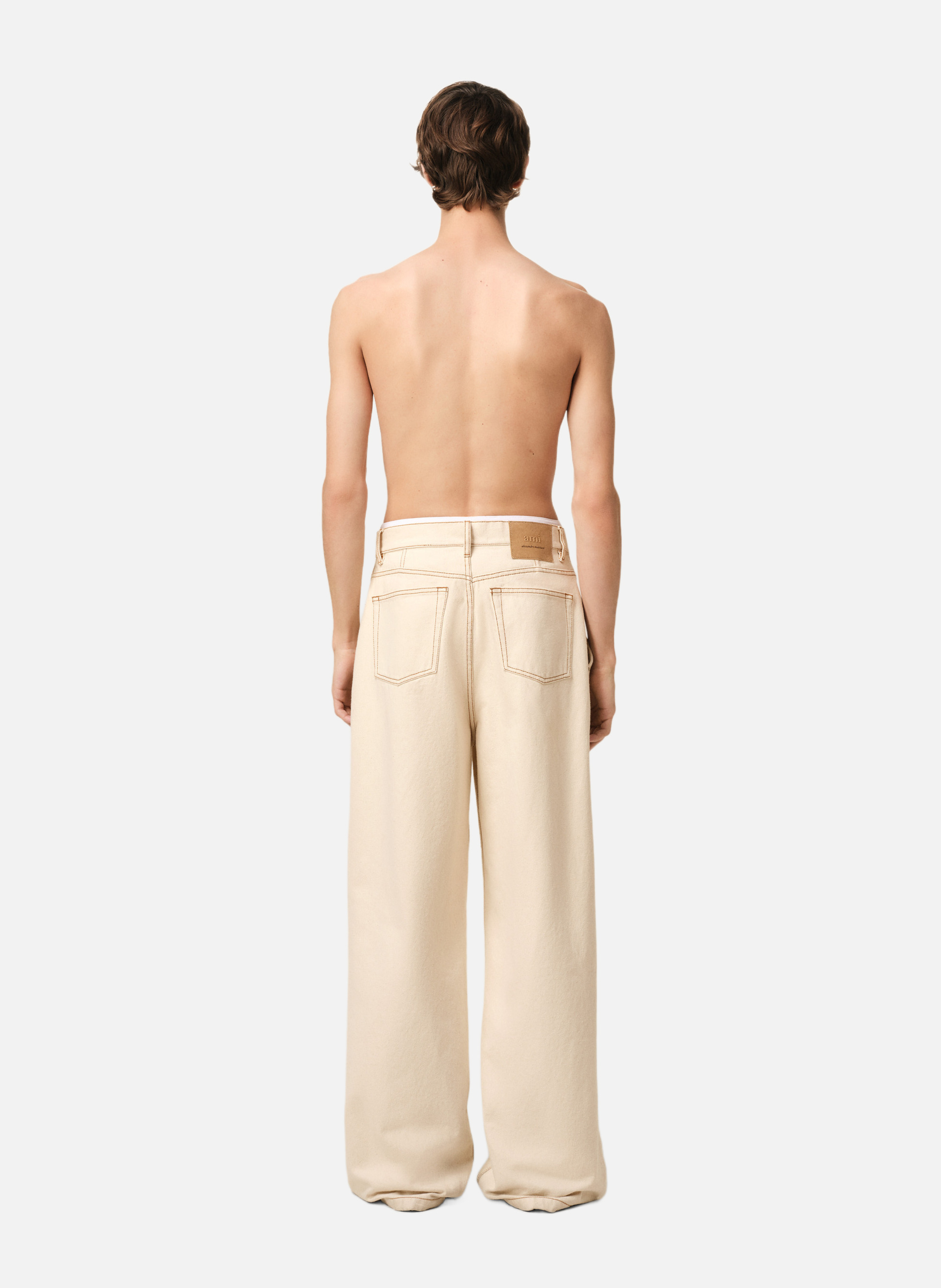 Jean coupe large AMI PARIS Blanc