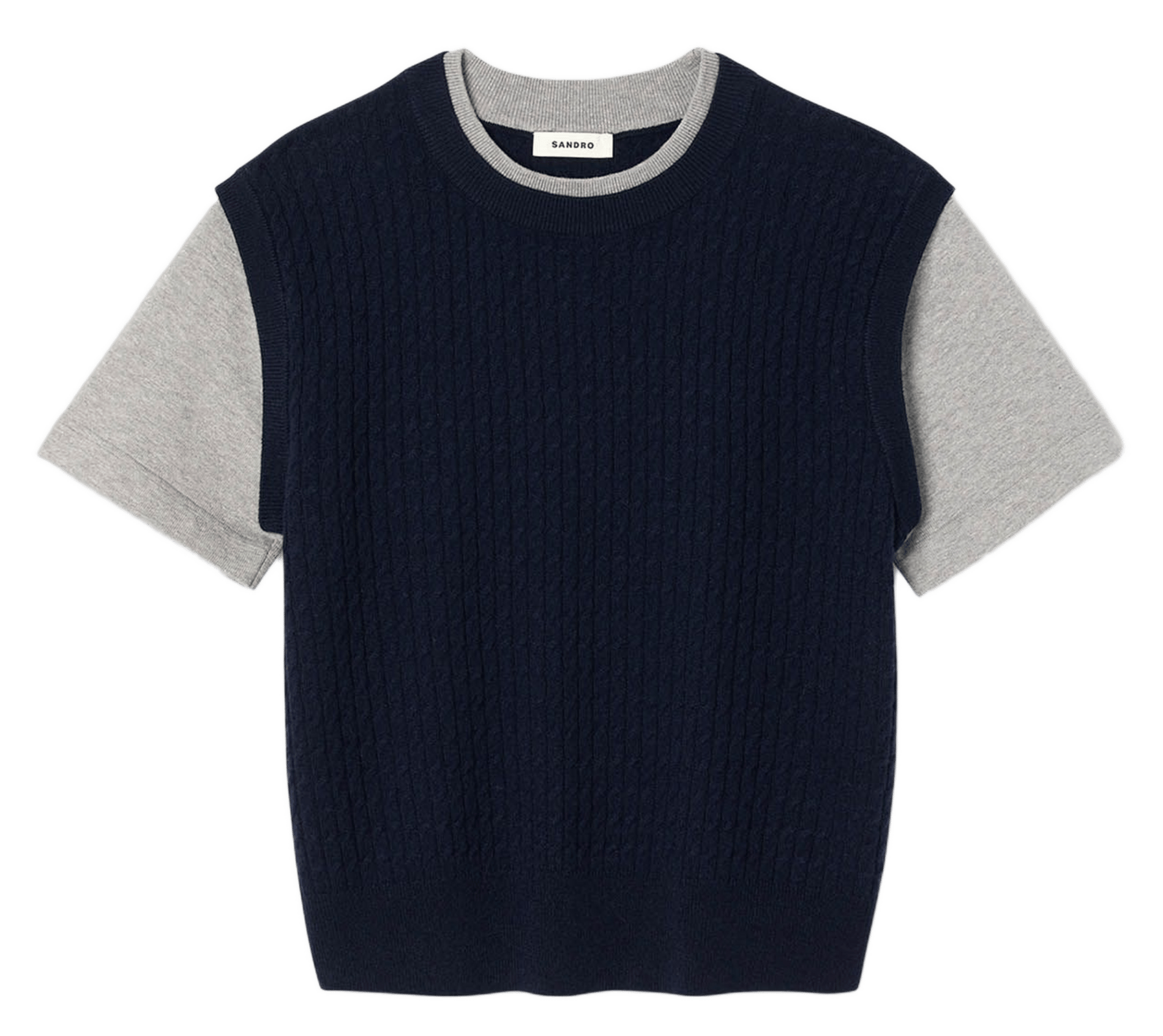 Pull col rond en laine mélangée SANDRO Bleu