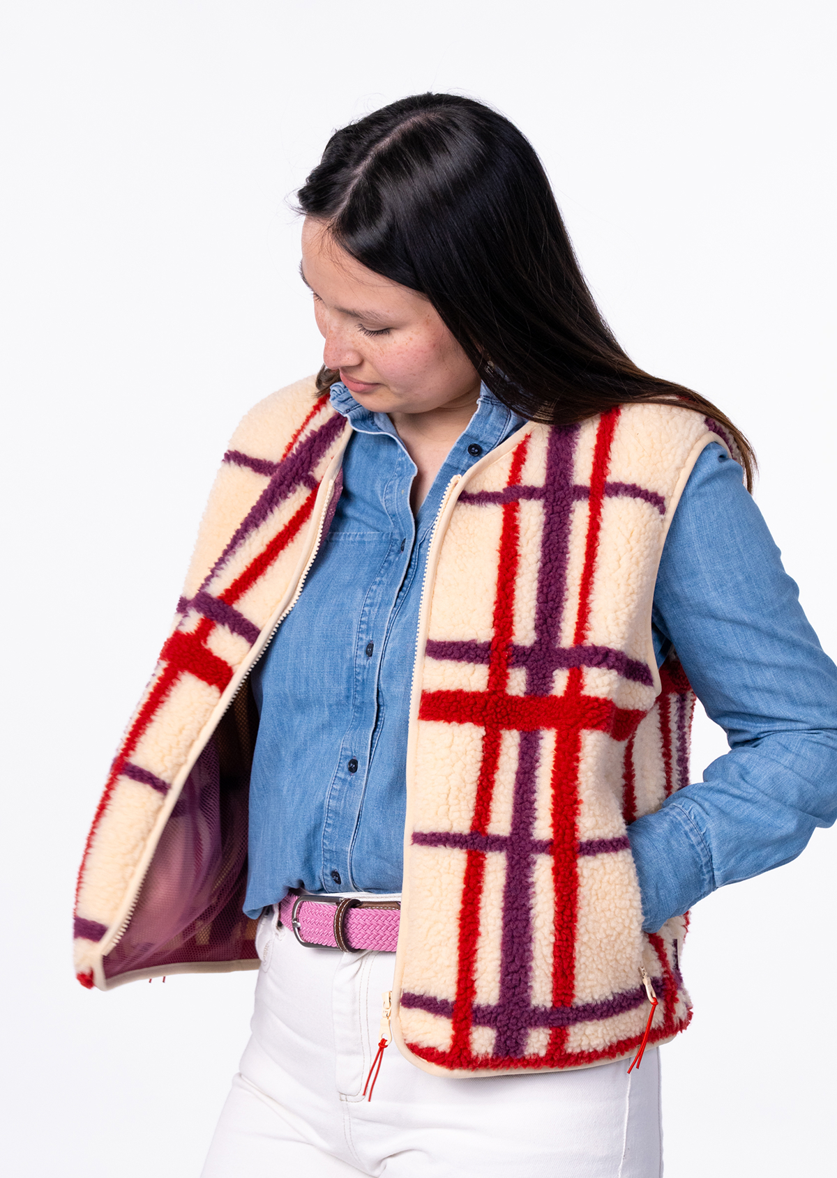 Veste sherpa zippée sans manches BILLYBELT Beige