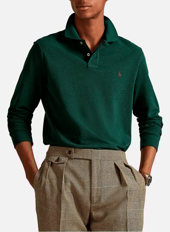 Long-sleeved cotton polo shirt Green by POLO RALPH LAUREN POLO RALPH LAUREN Long-sleeved cotton polo shirt Green