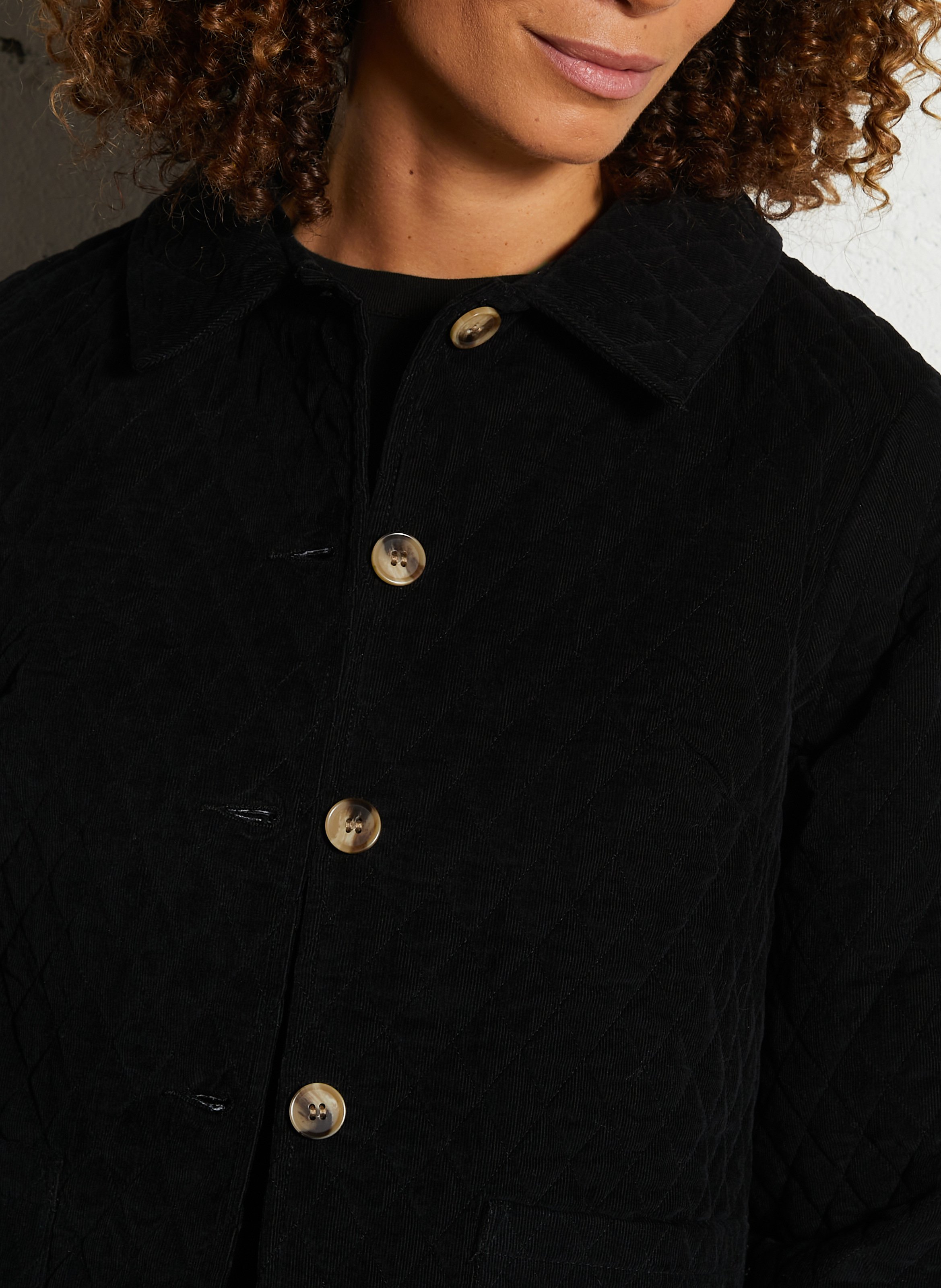 Veste col classique matelassée en coton mélangé ARMOR-LUX Noir