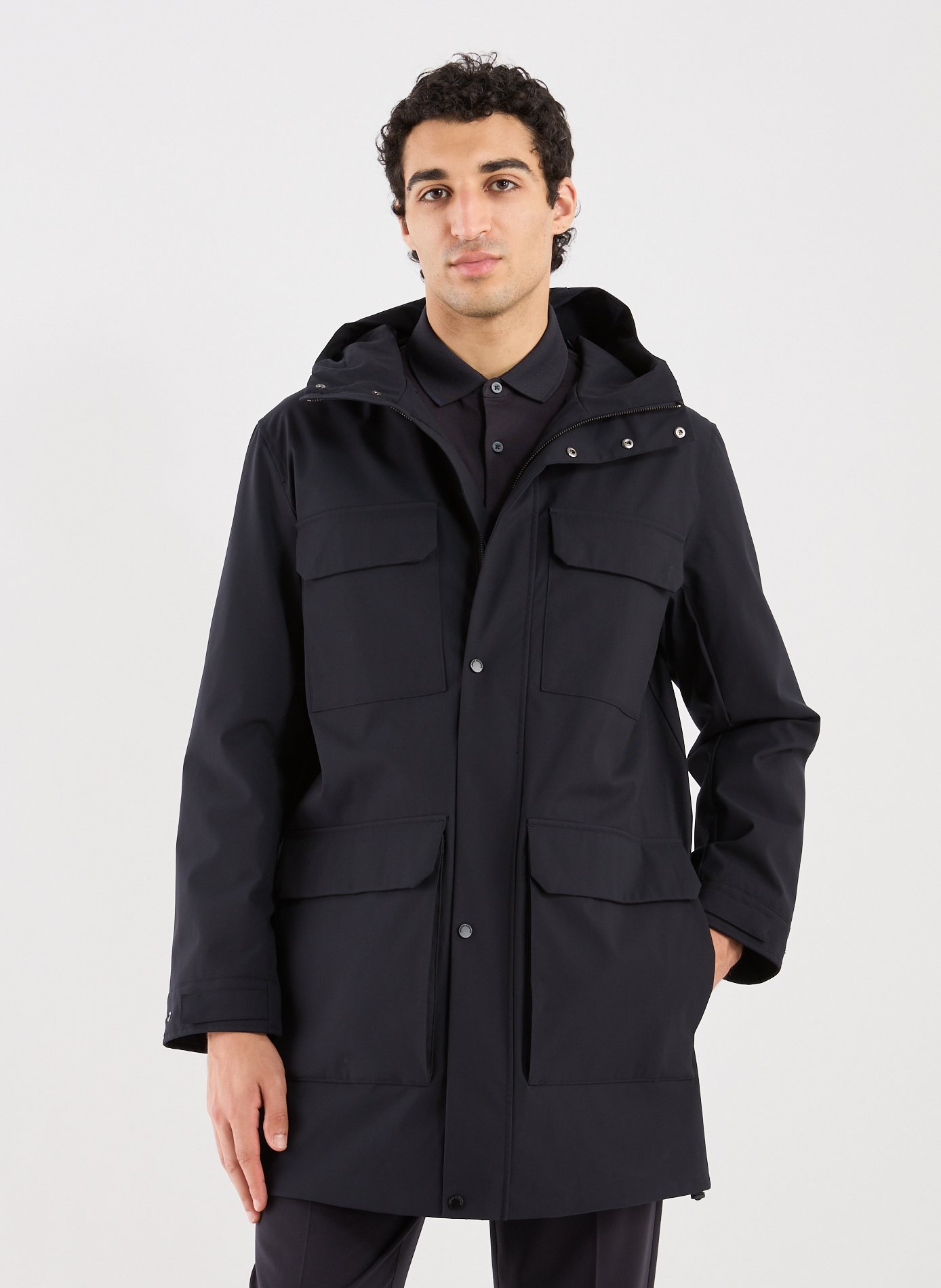 ARMANI EXCHANGE High-neck hooded parka Blue