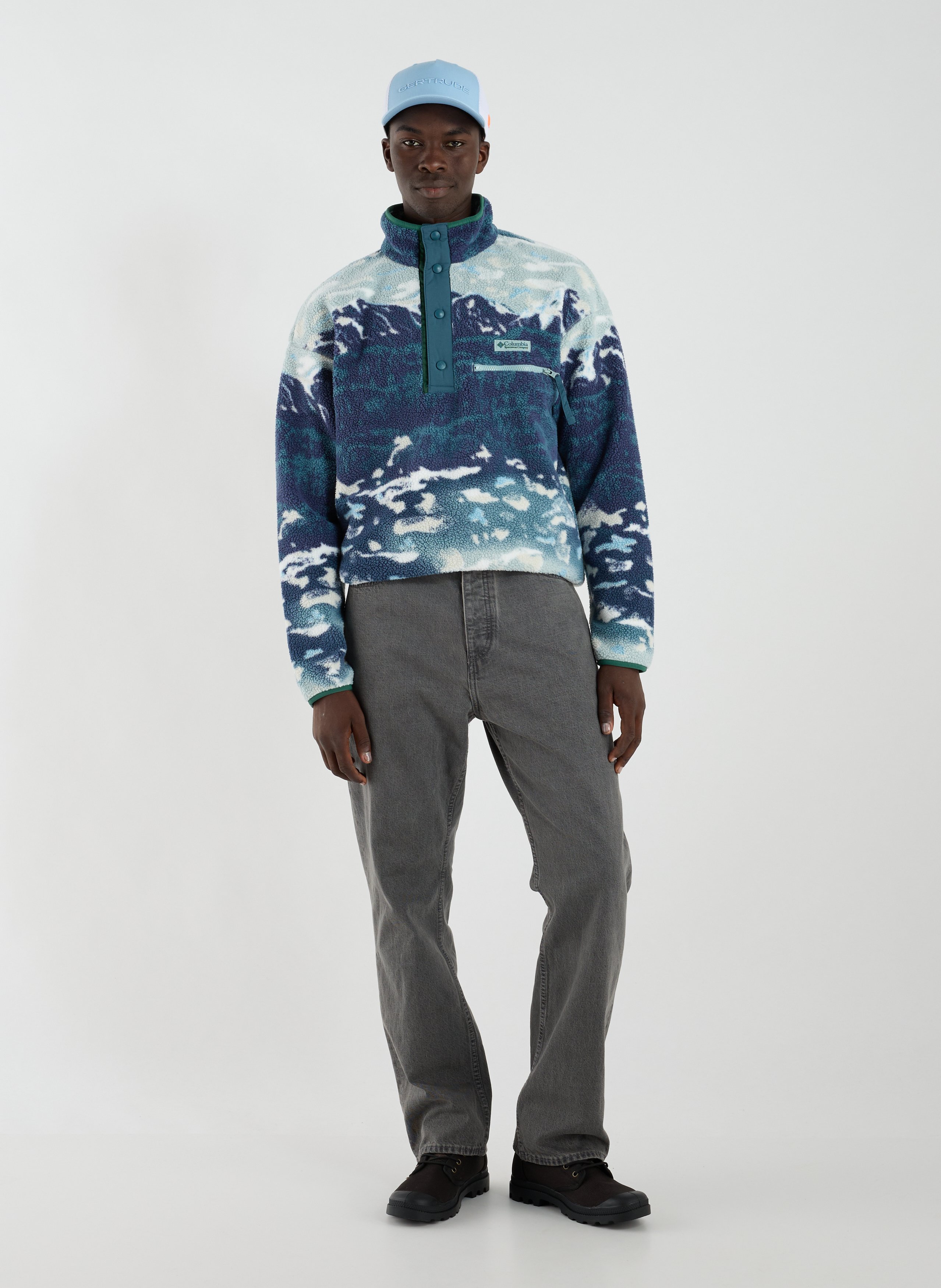 Helvetia printed fleece Blue