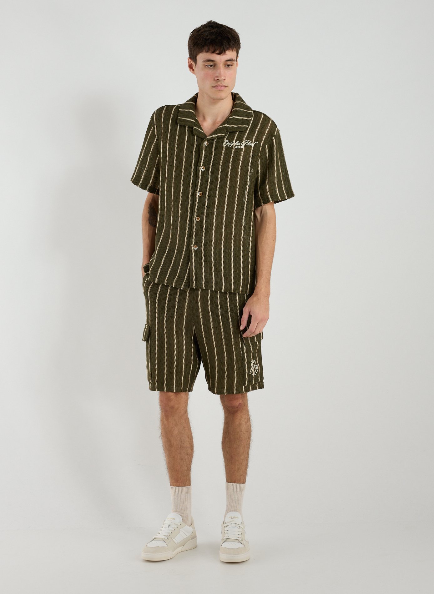 Striped cotton blend shorts ONLY THE BLIND Green