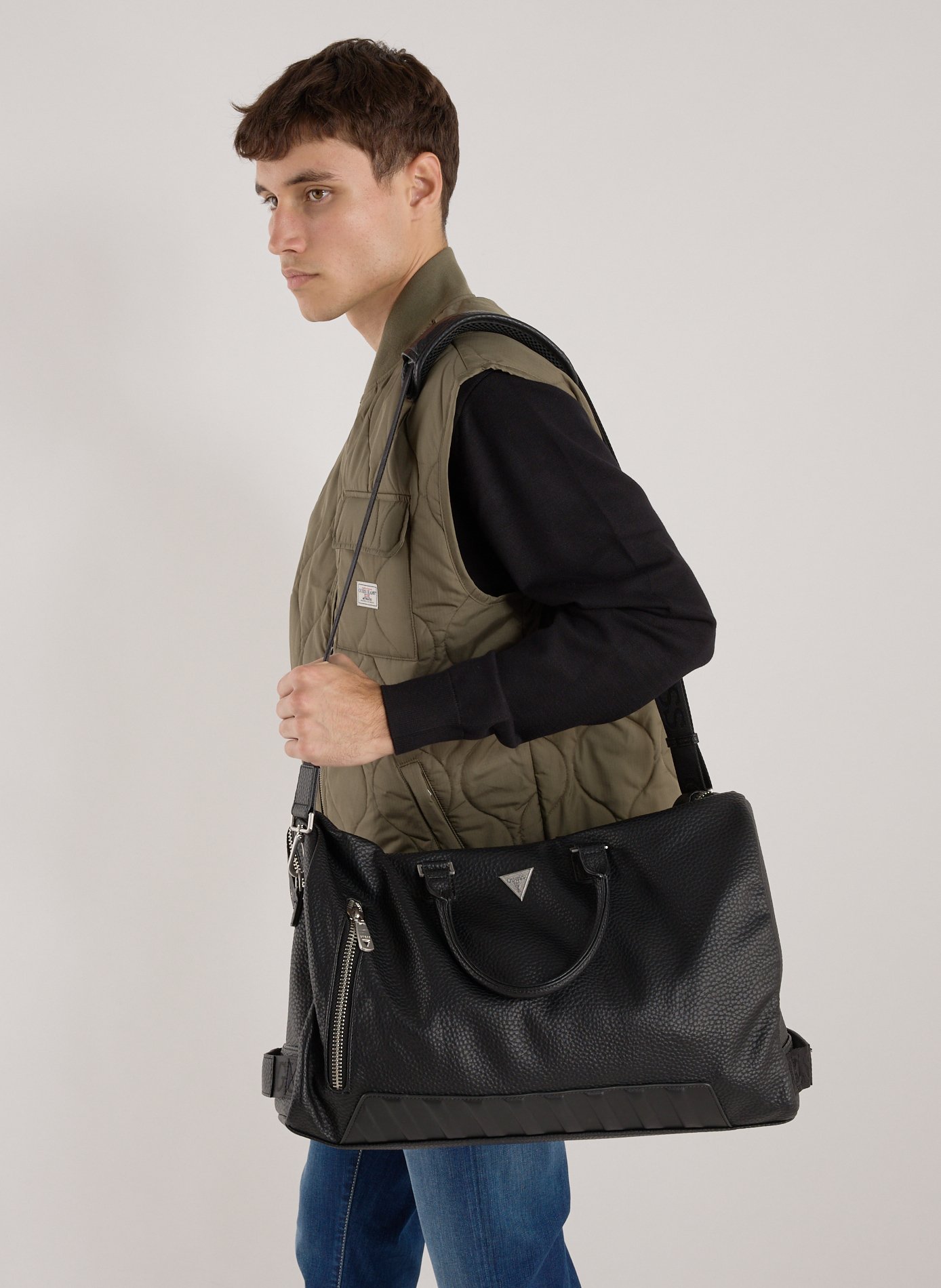 Crackled travel bag GUESS Black