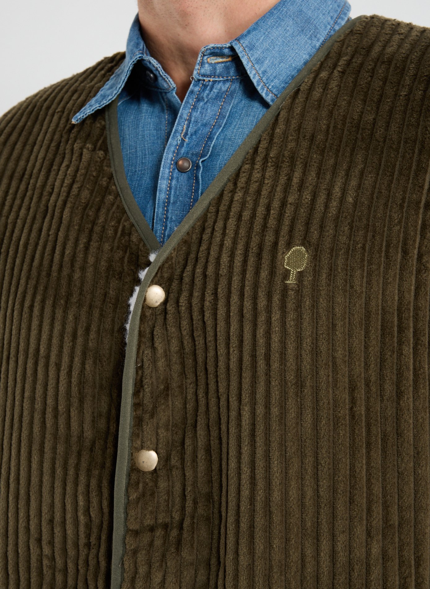 Reversible sleeveless cotton vest FAGUO Green