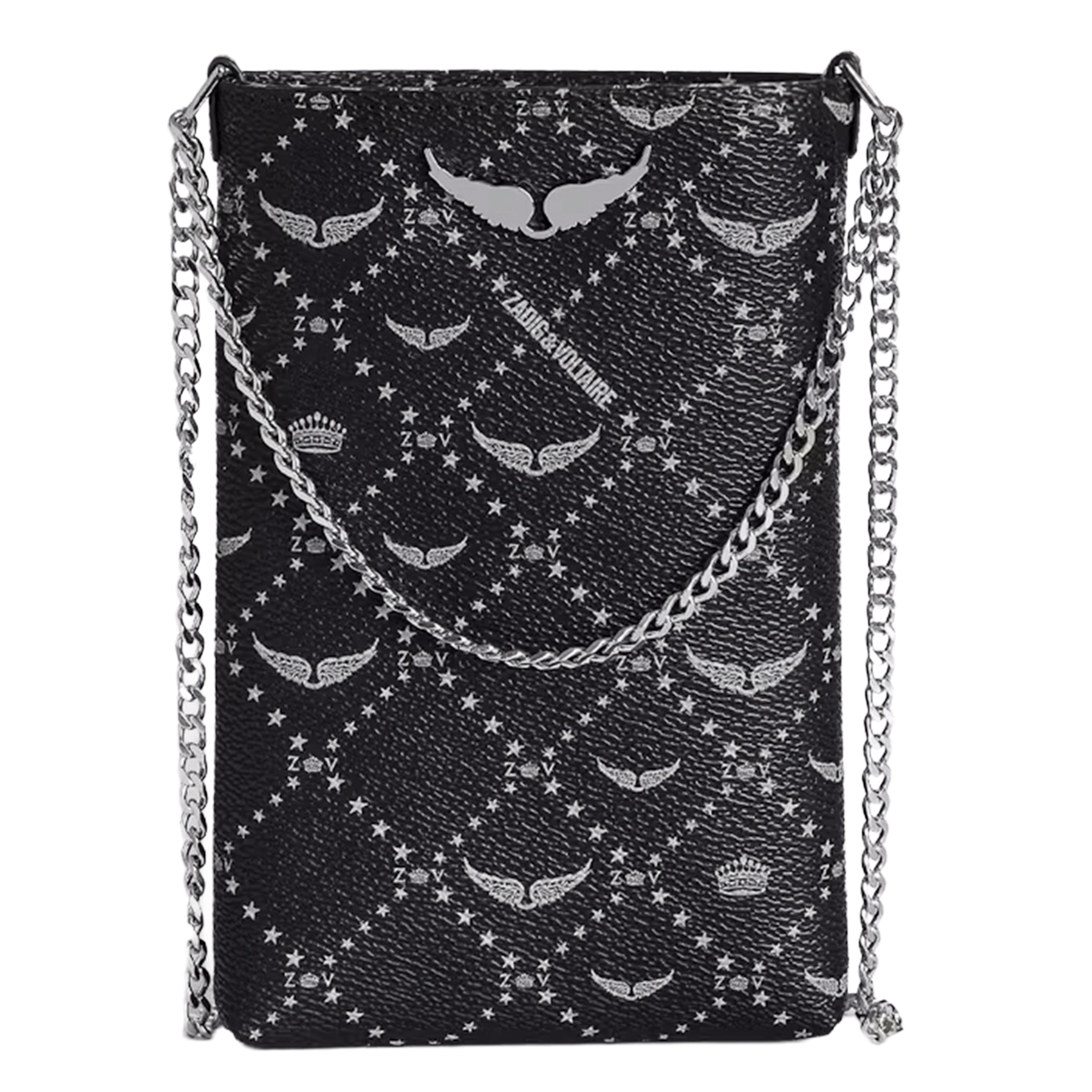 Pochette de téléphone en cuir imprimé rock ZADIG&VOLTAIRE Noir