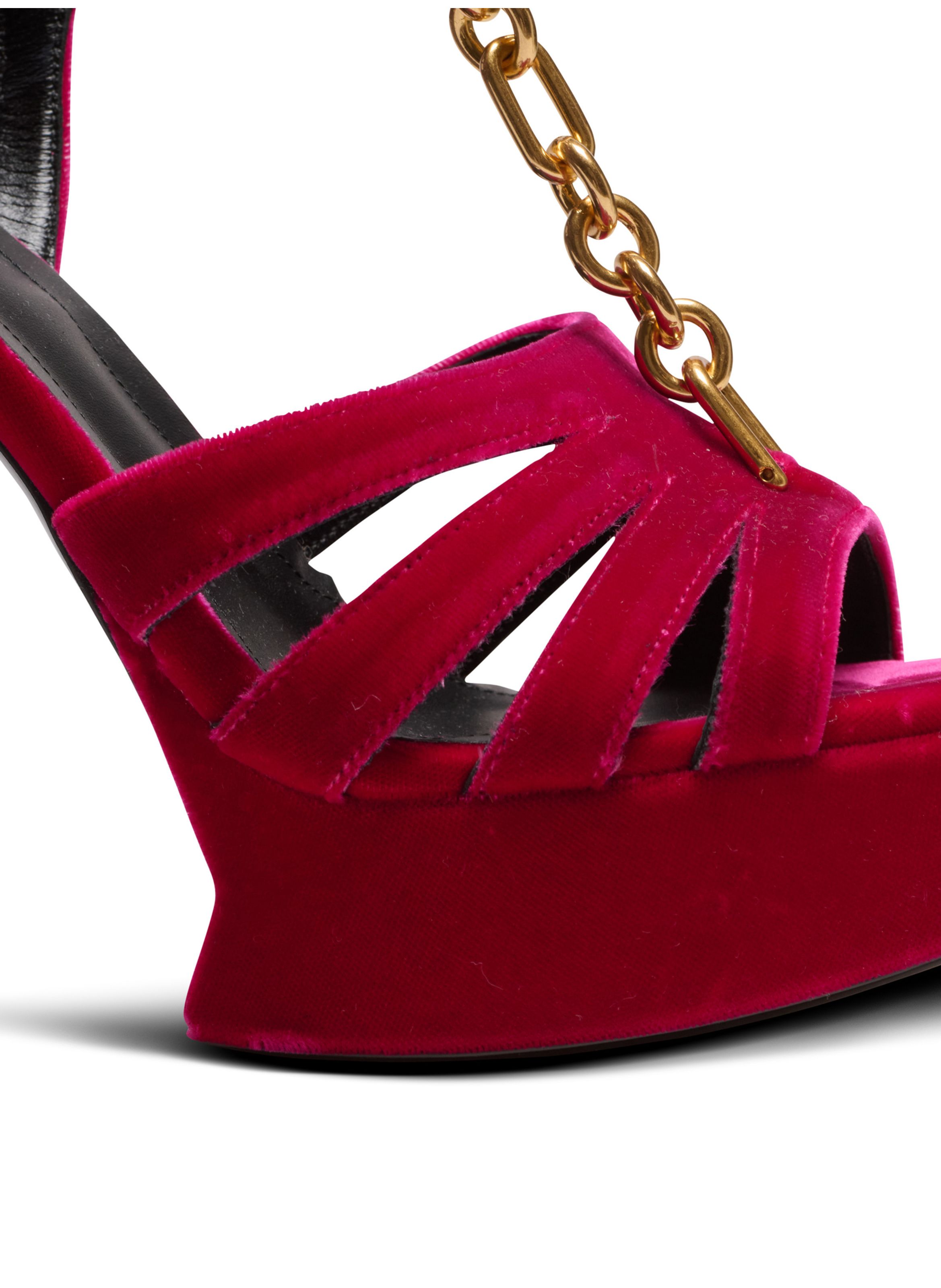 Sandales à plateforme sync en cuir d'agneau verni BALMAIN Rose