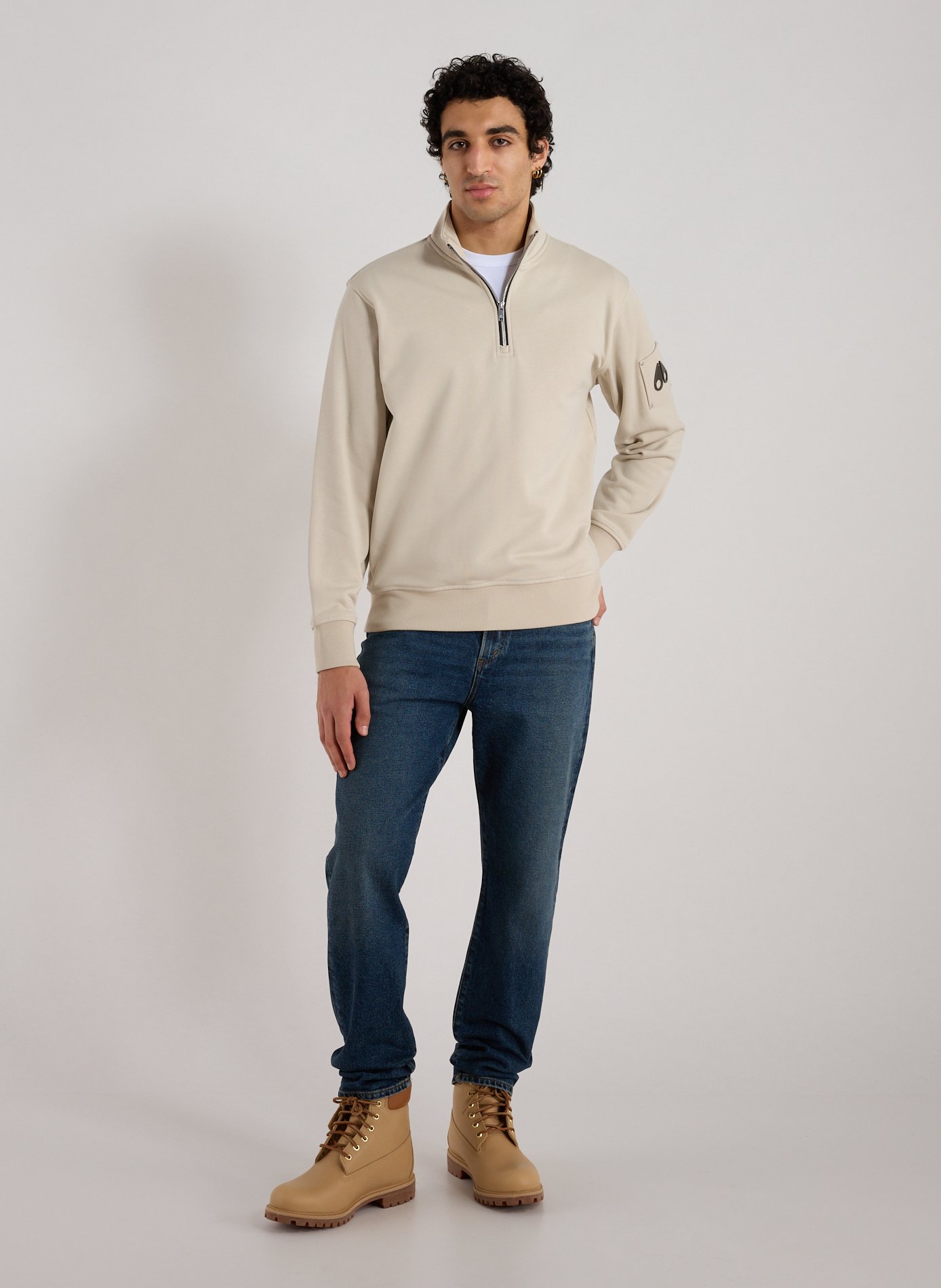 Cotton half-zip sweatshirt  MOOSE KNUCKLES Beige