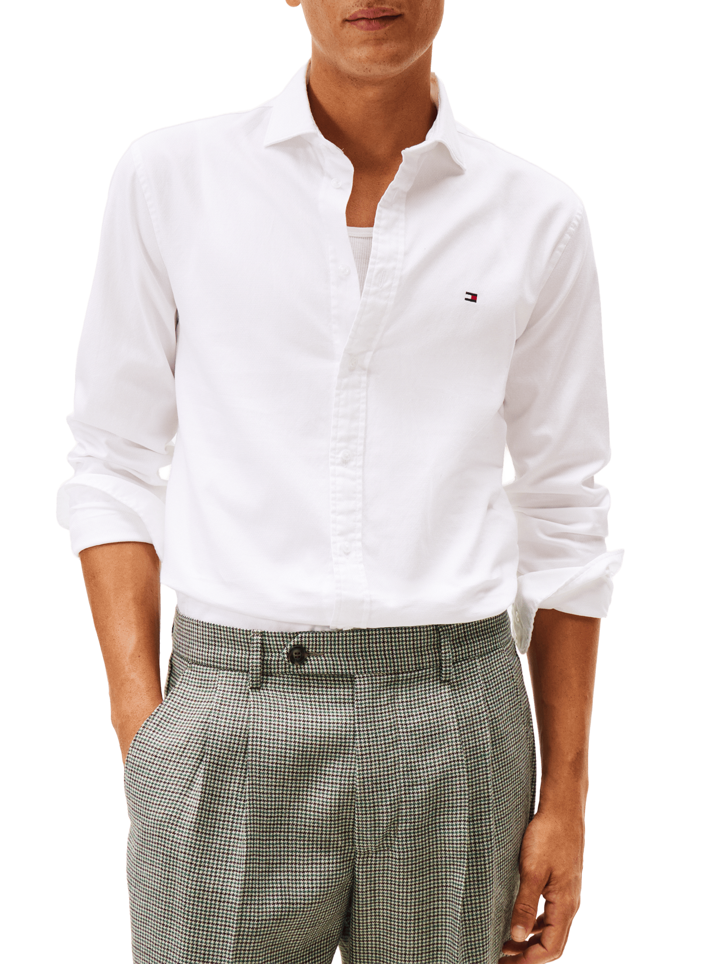 Chemise manches longues à motif en coton  TOMMY HILFIGER Blanc