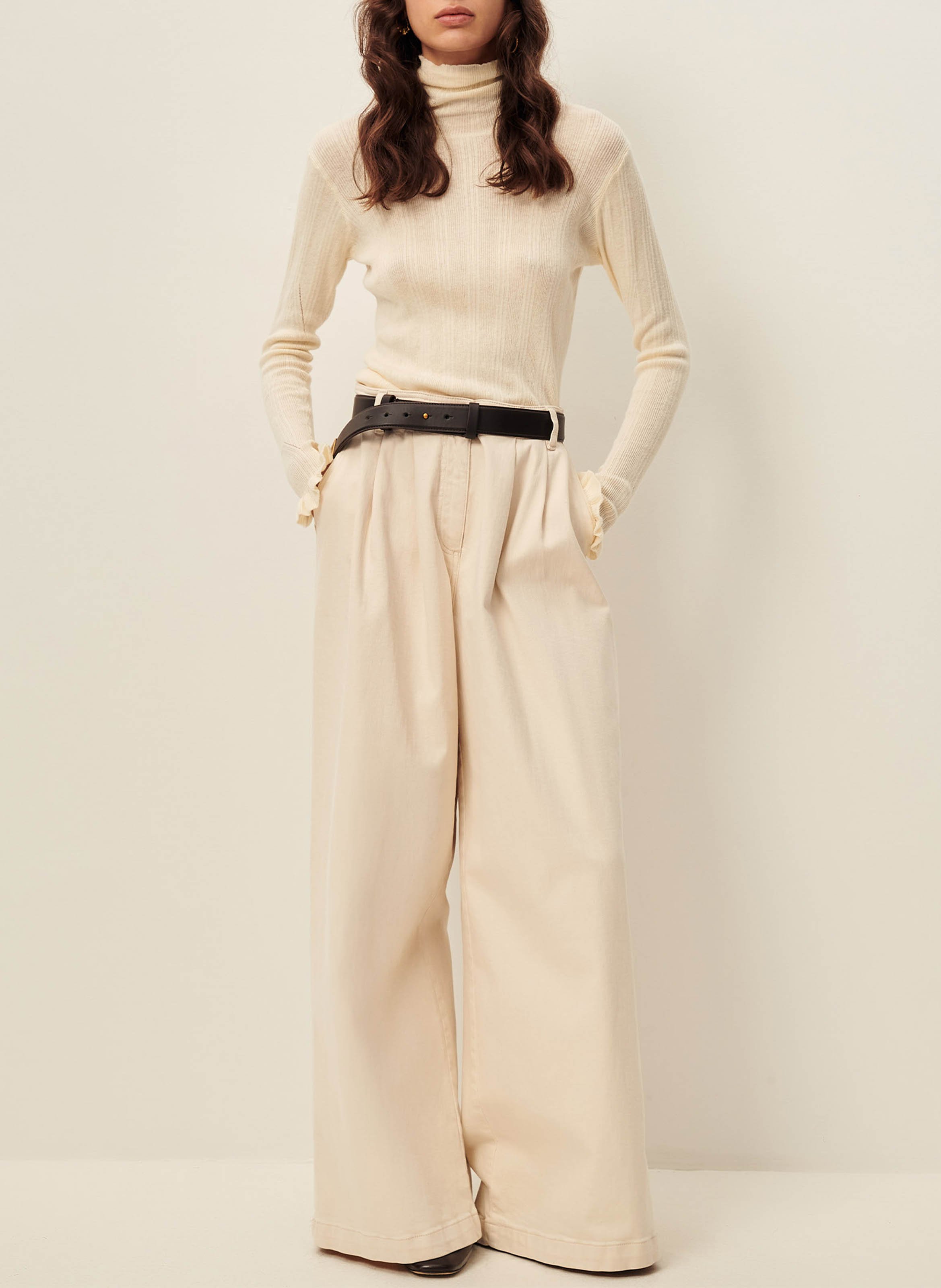 Pull col roulé ajusté en coton mélangé norte SESSUN Beige