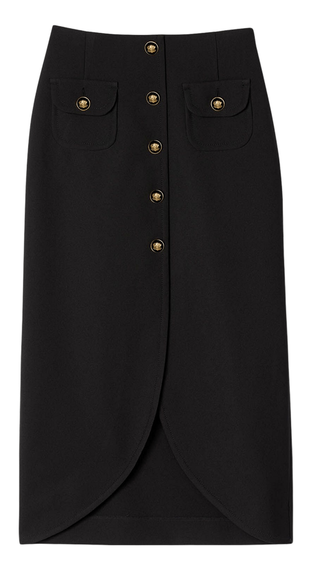 Jupe midi boutonnée en suède SANDRO Noir