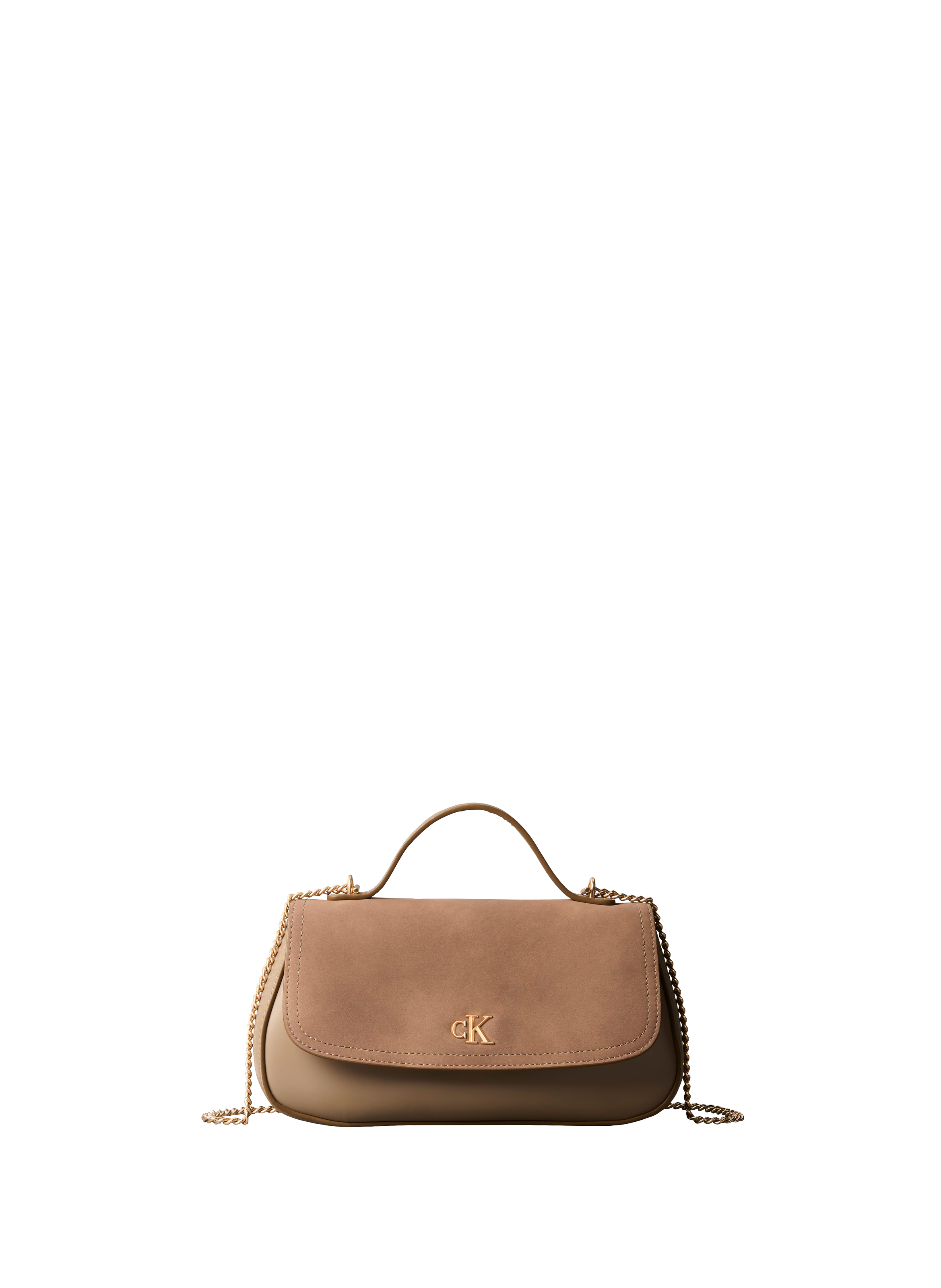 Sac à rabat bandoulière chaînette CALVIN KLEIN Beige