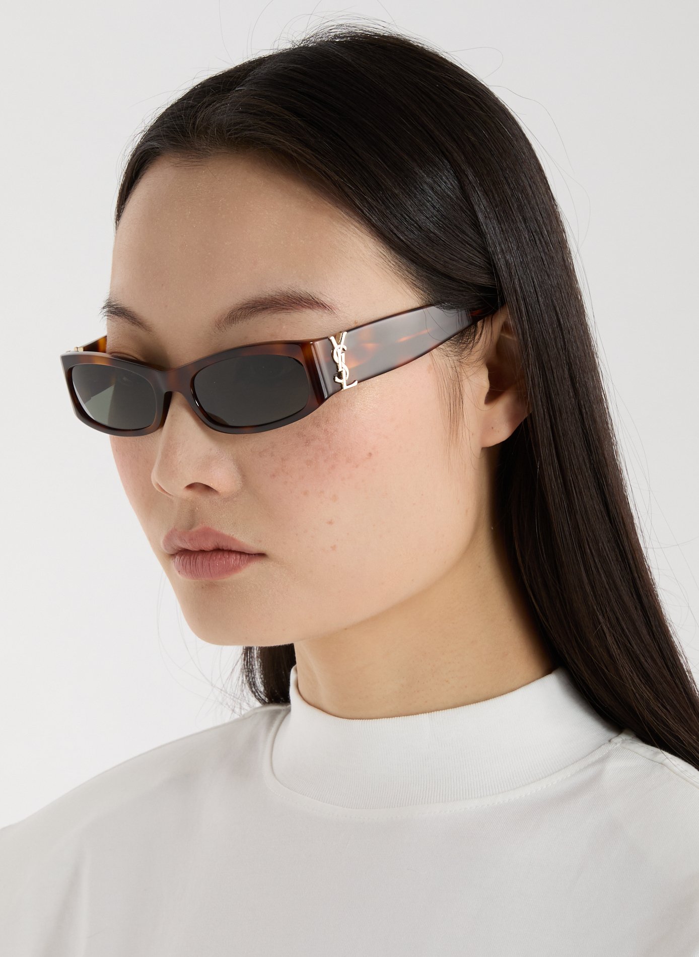 Rectangular acetate sunglasses SAINT LAURENT Brown