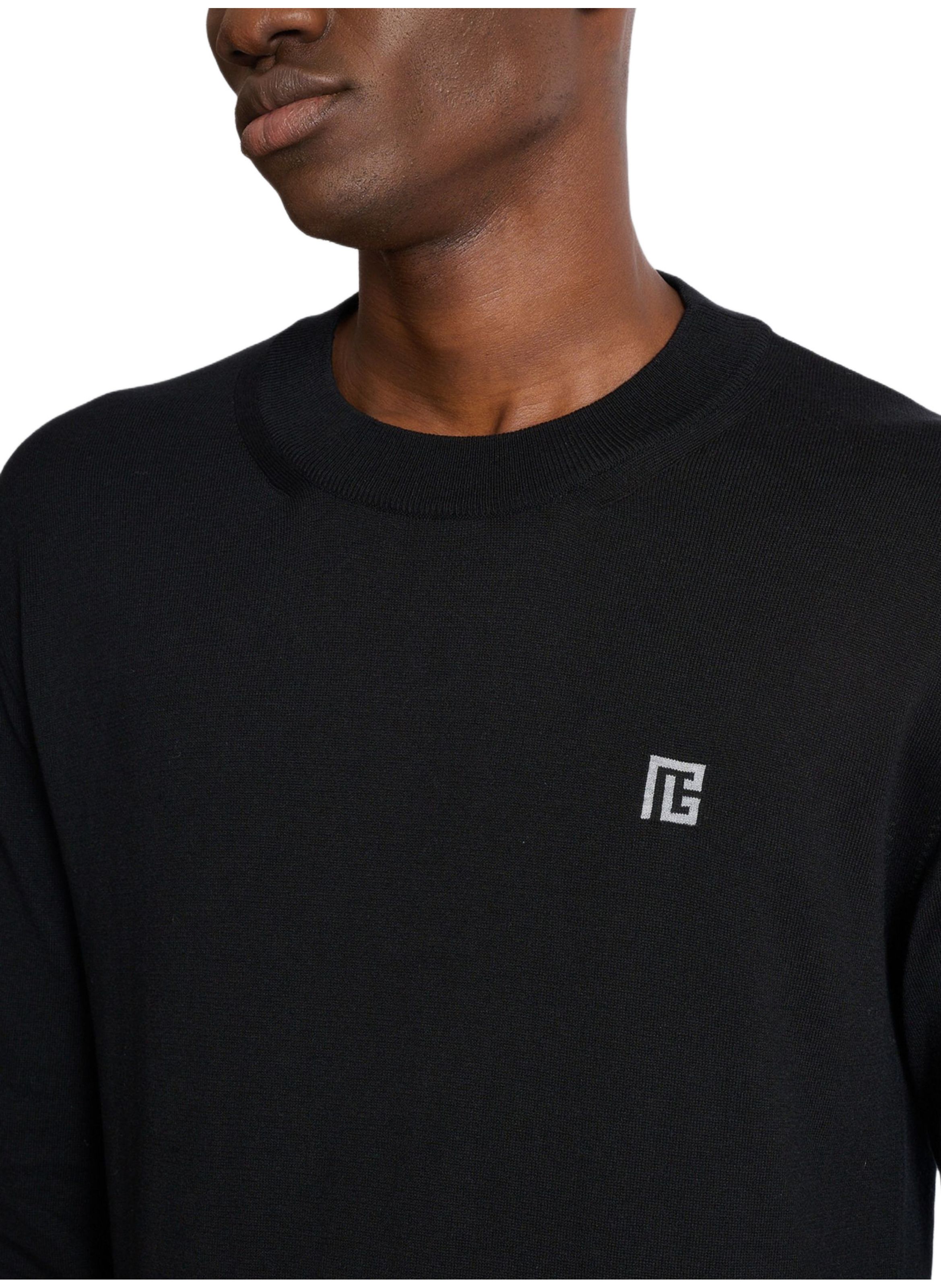 Pull fin en coton et soie BALMAIN Noir