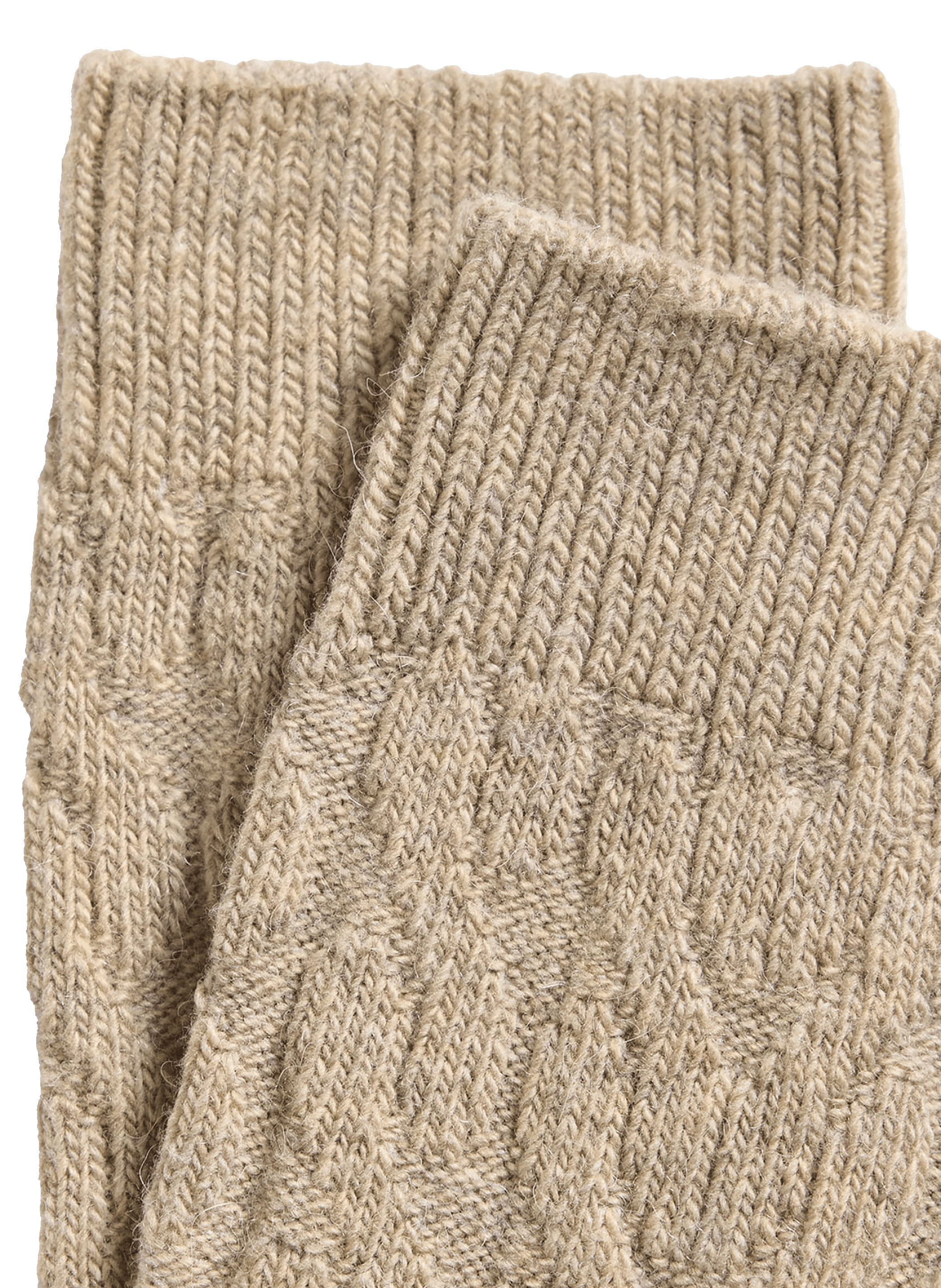 Mid-calf socks in twisted knit blend of cotton and Alpaca wool LE BOURGET Beige