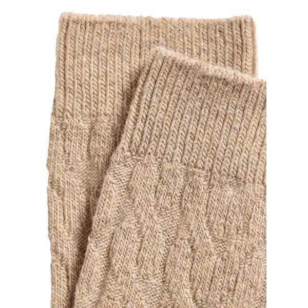 Chaussettes mi-hautes mailles torsadées en coton et laine d'Alpaga mélangés