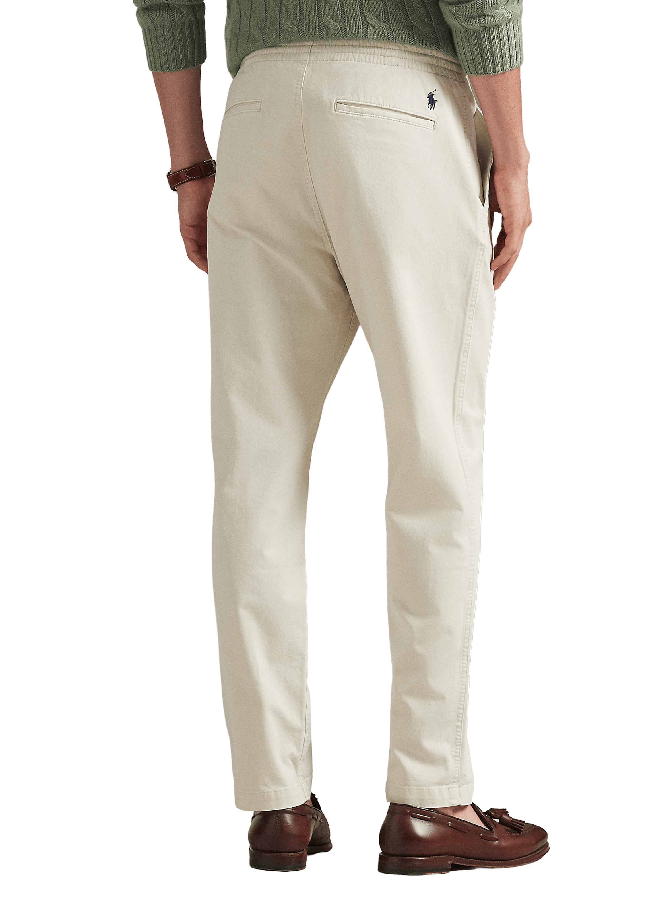 Pantalon droit taille élastiquée en coton POLO RALPH LAUREN Bleu