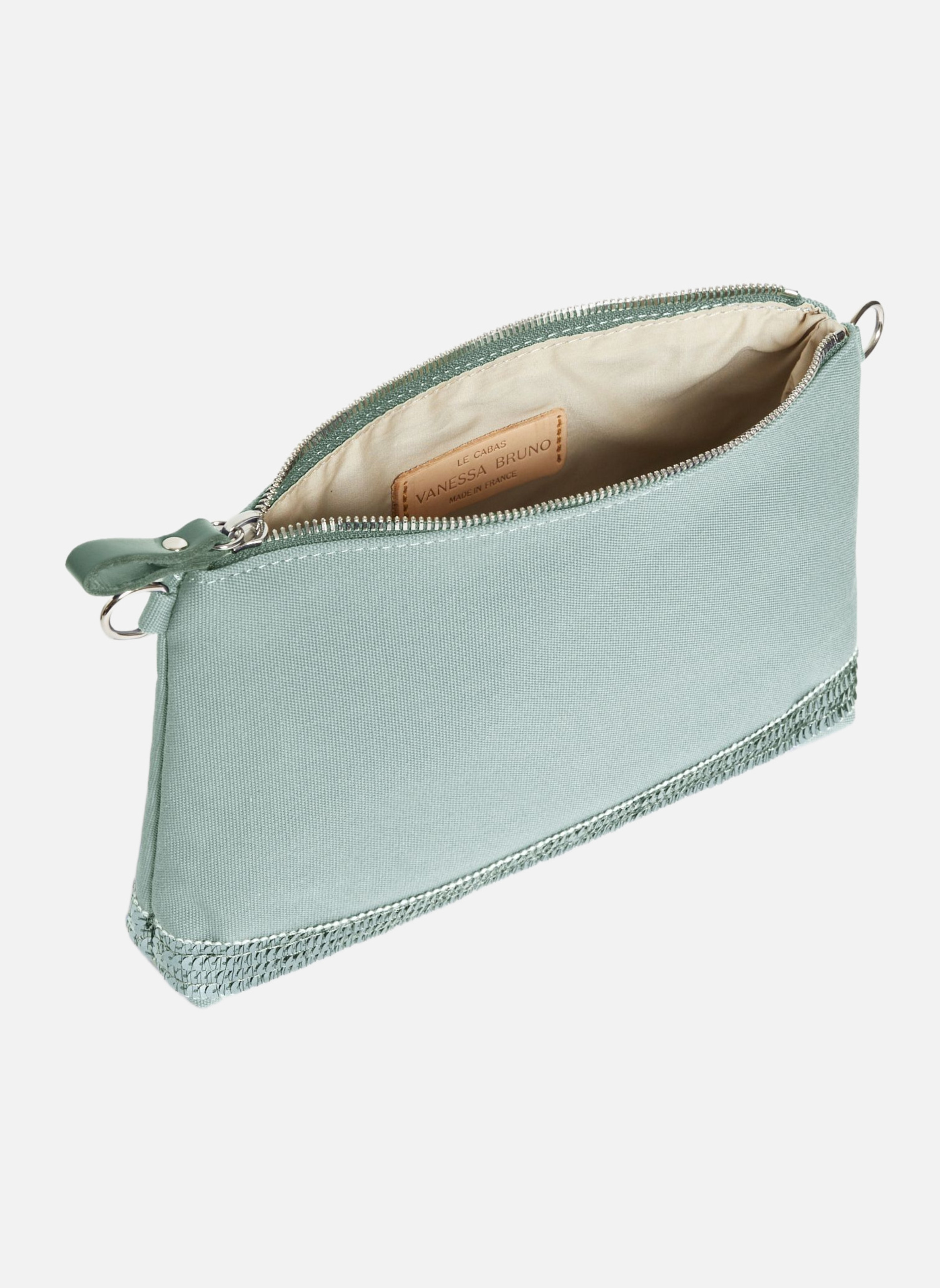 Pochette zippée en toile VANESSA BRUNO Vert