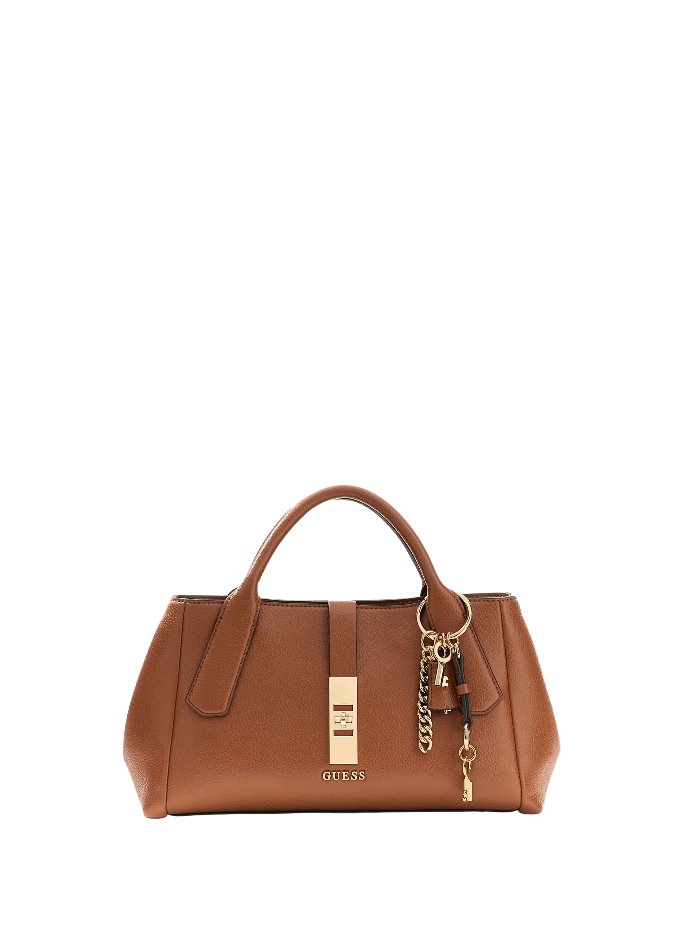 Handbag with leather-effect charms  Cognac