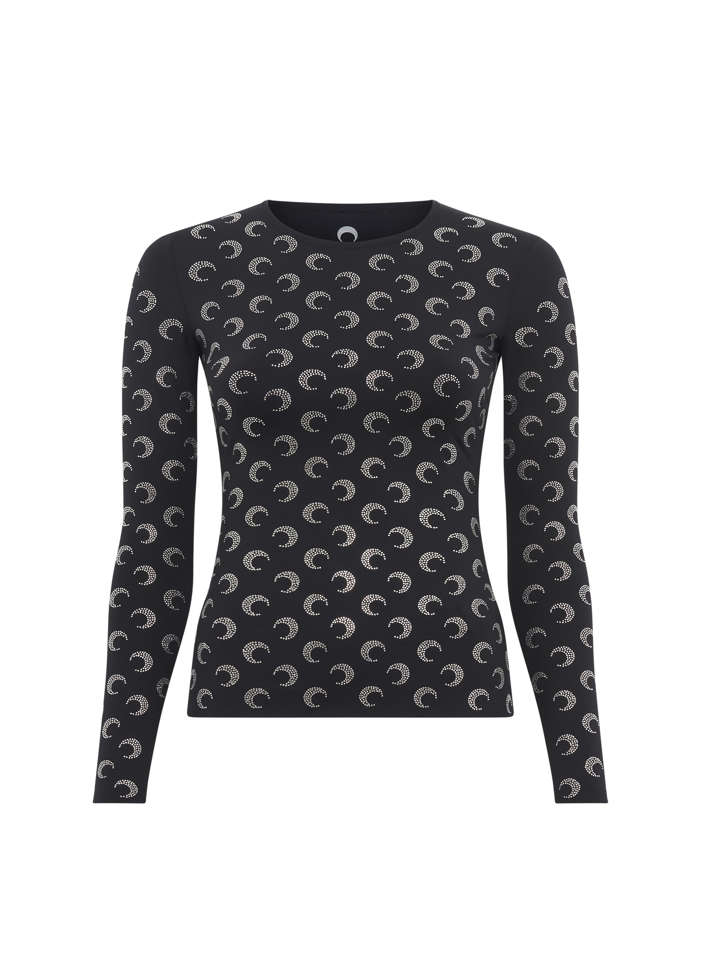 Top col rond manches longues moon strass en jersey MARINE SERRE Noir