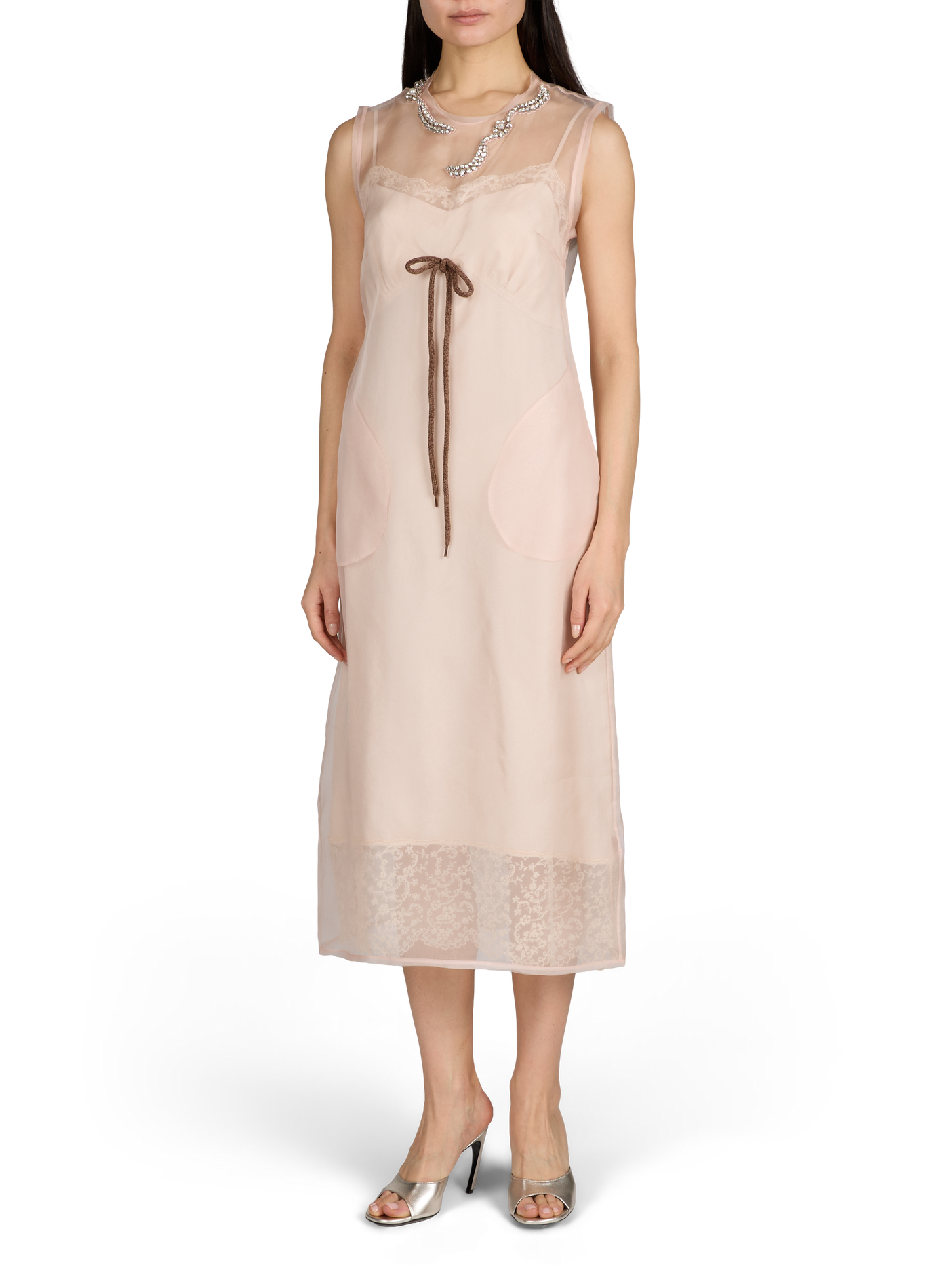 Floral lace trim slip dress SIMONE ROCHA Beige