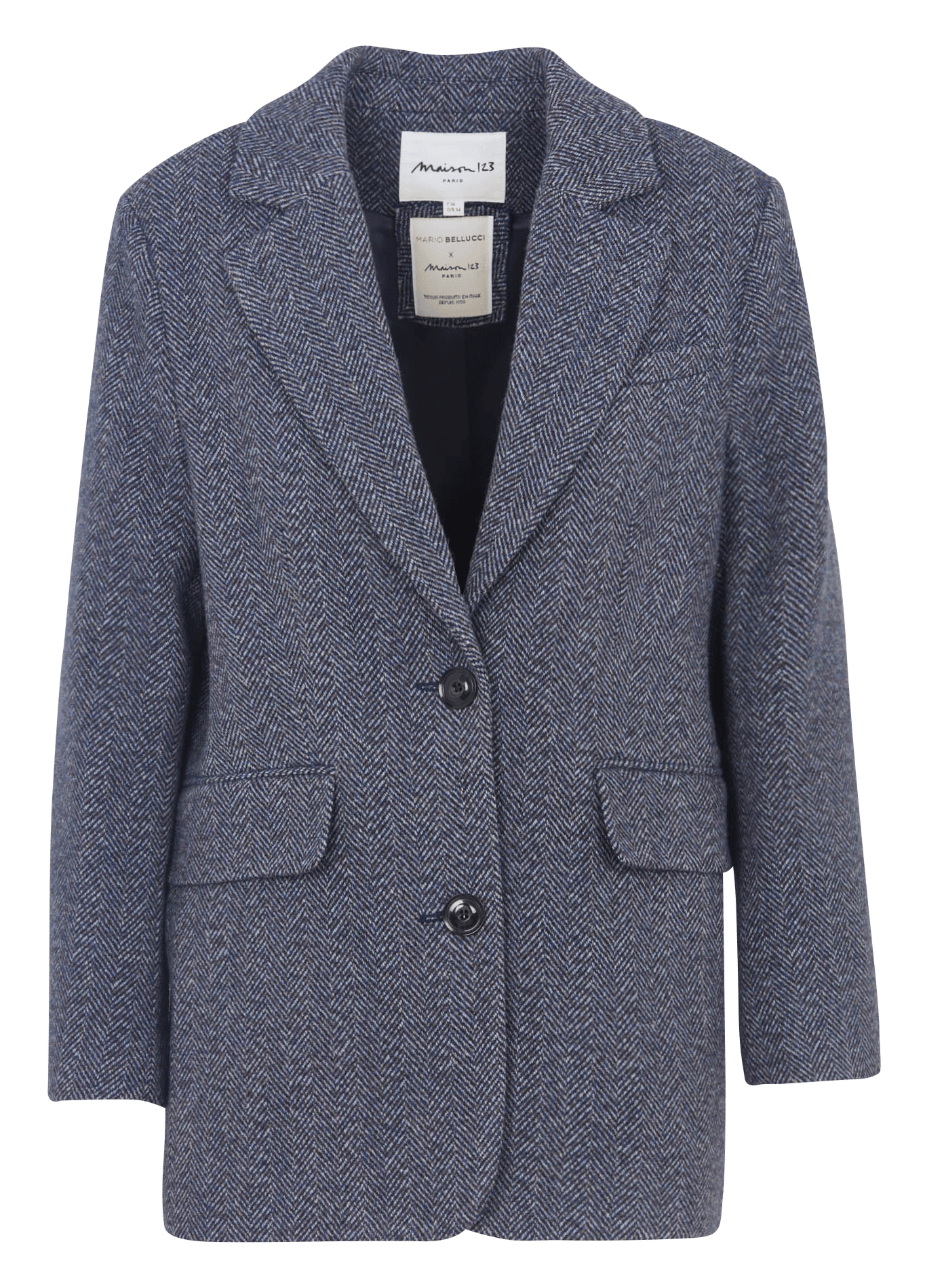 Manteau droit col tailleur en laine mélangée flora MAISON 123 Bleu