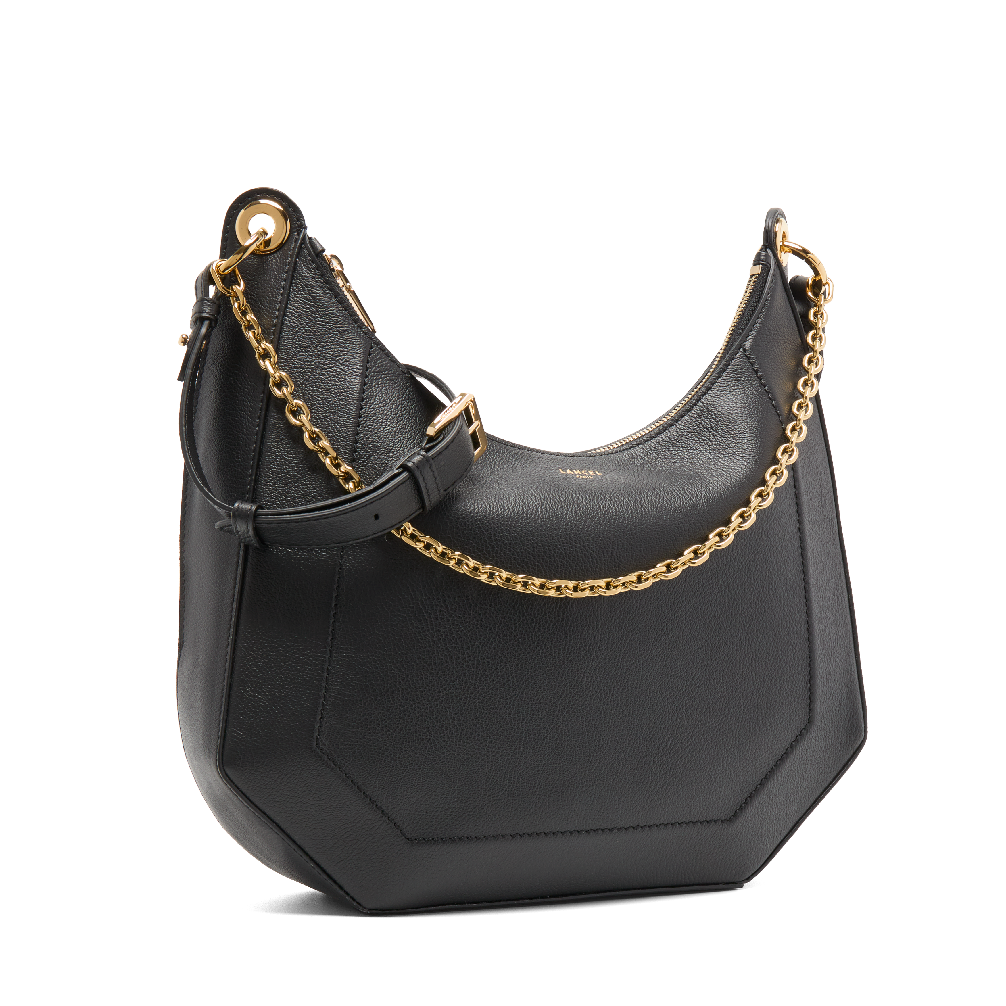 Sac zippé l double porté croisette de lancel en cuir LANCEL Noir