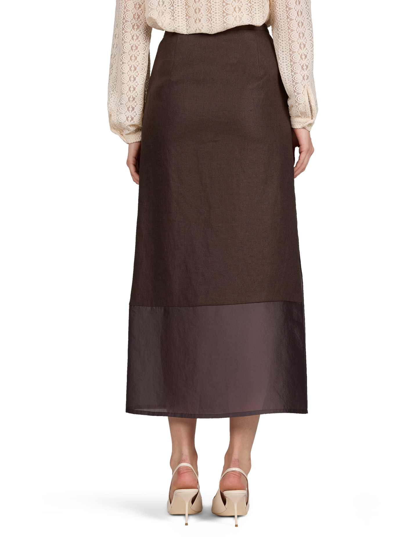 Long linen maxi skirt R2W Brown