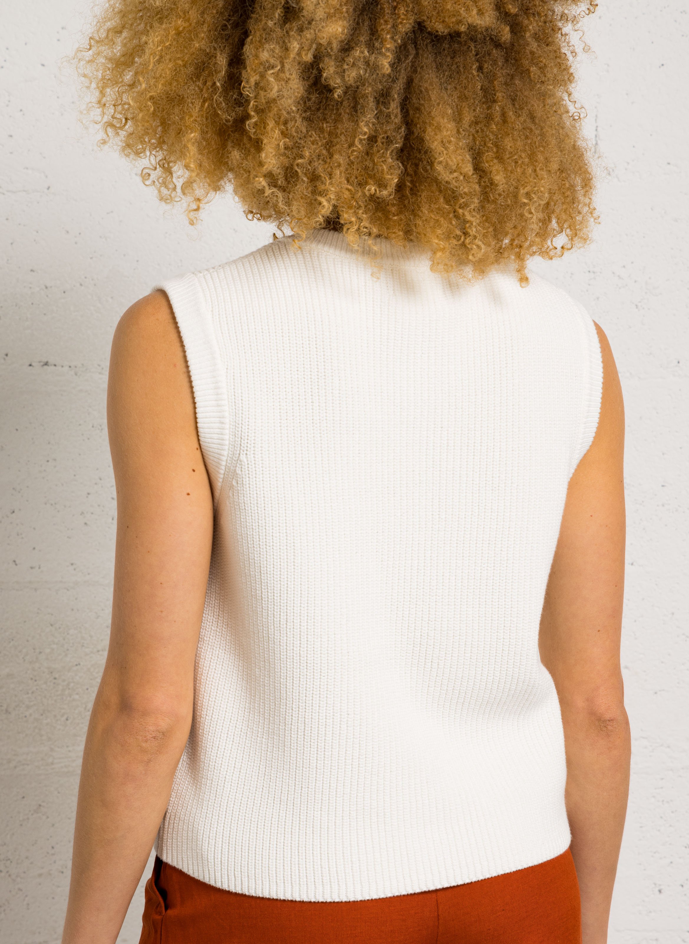 Gilet col rond en coton pierro MAISON 123 Blanc