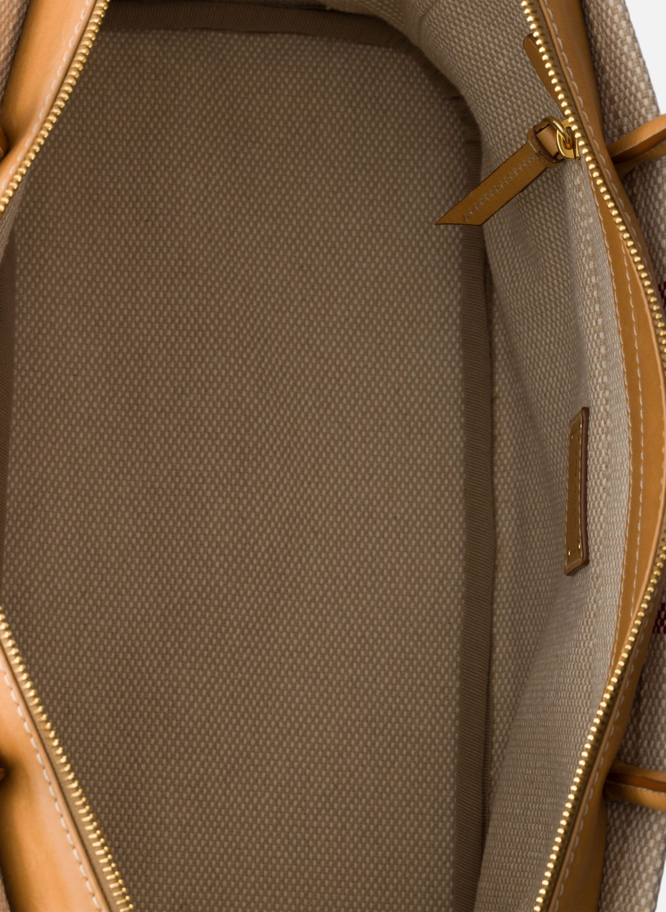 Grand cabas en toile et cuir PRADA Beige