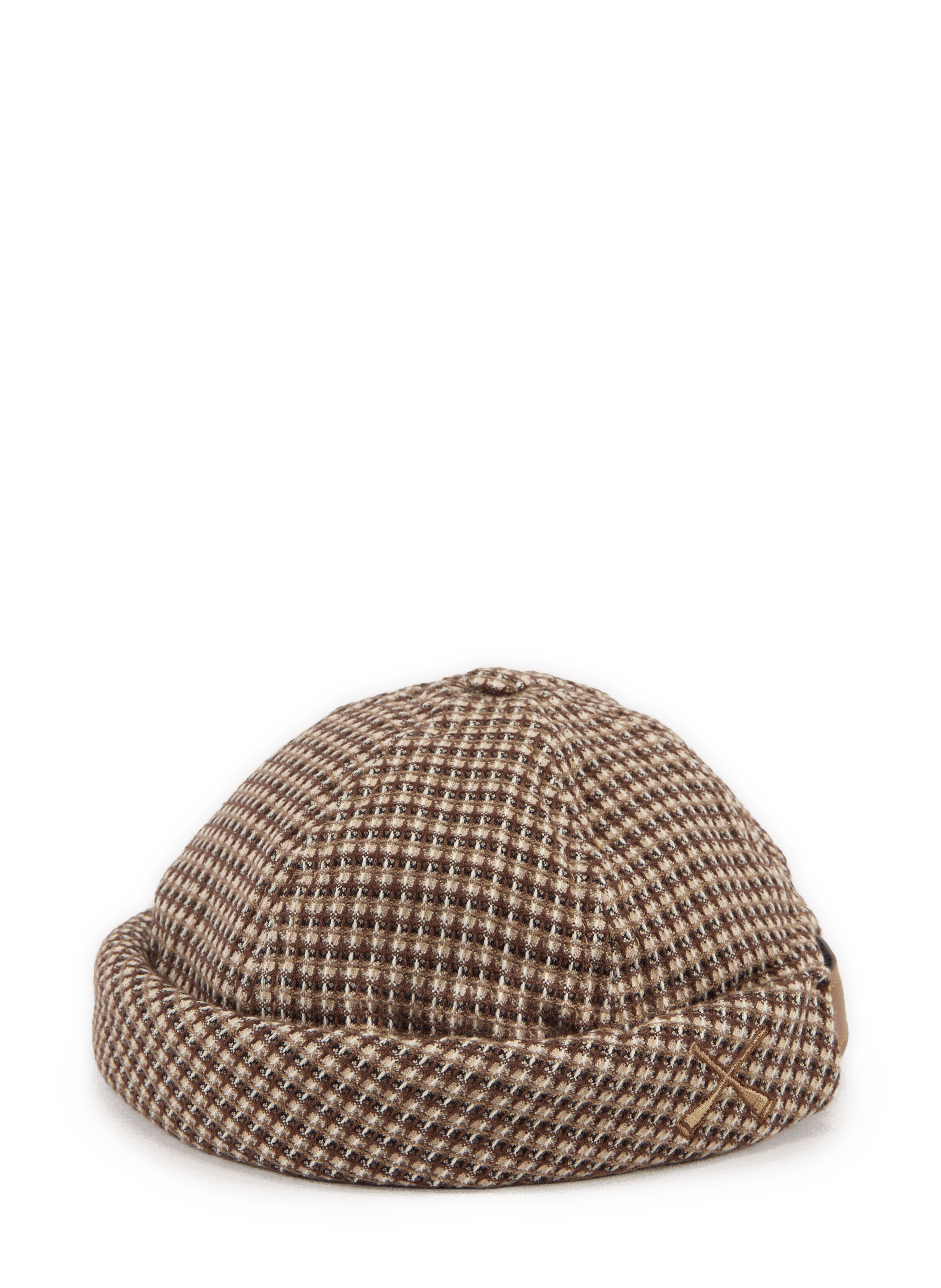 Checkered cotton Miki beanie Brown