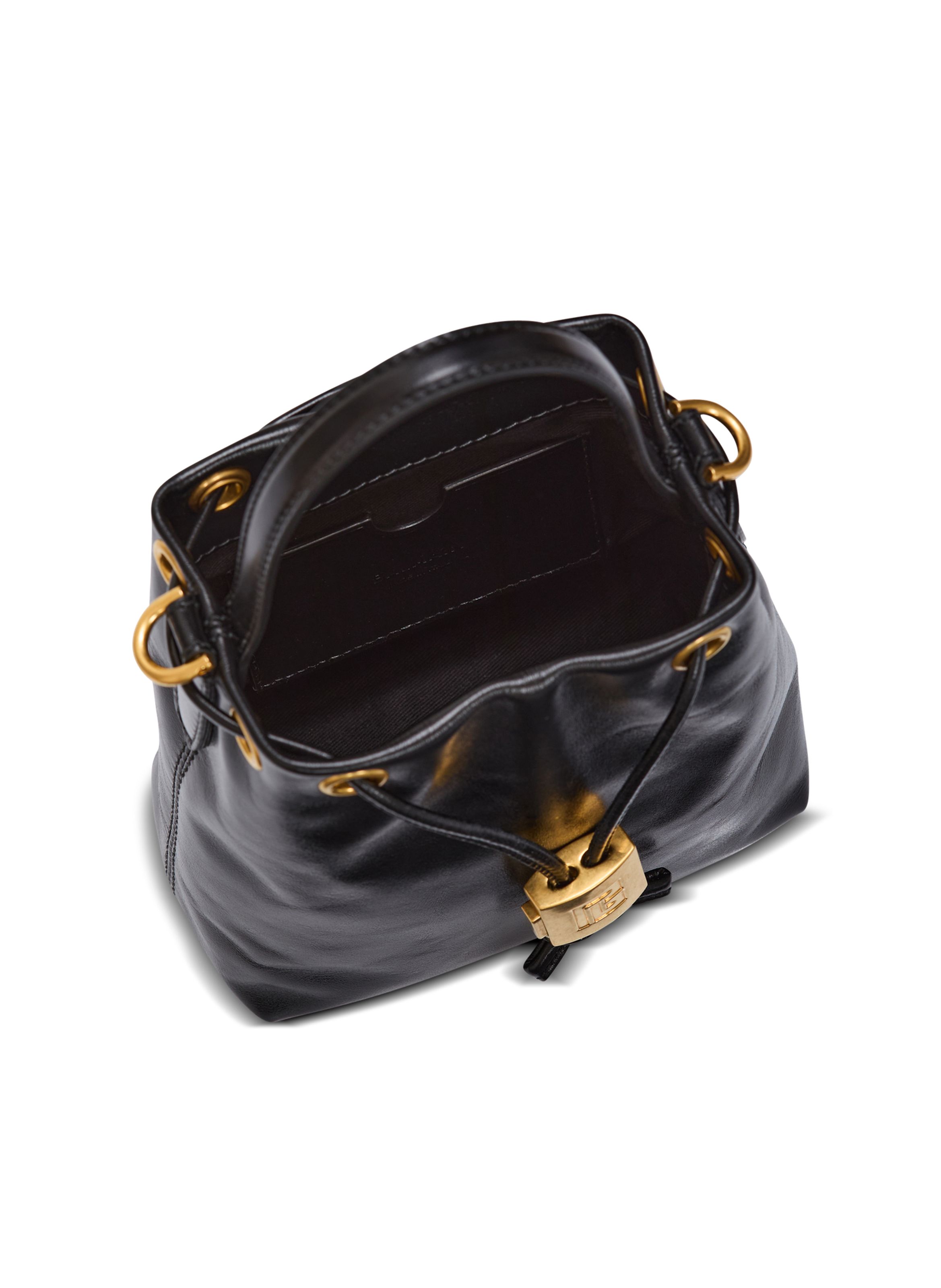 Sac pulse bucket en cuir lisse BALMAIN Noir