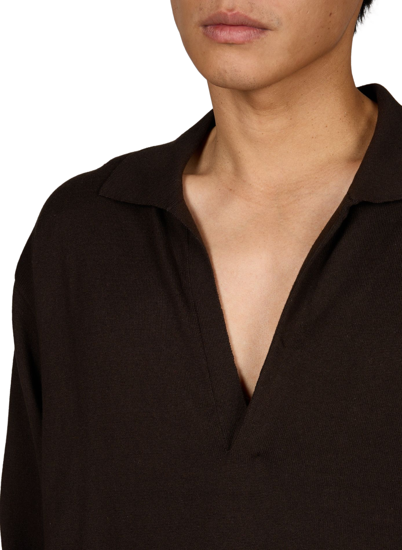 Jersey de algodón con cuello en V SSSTEIN Marrón