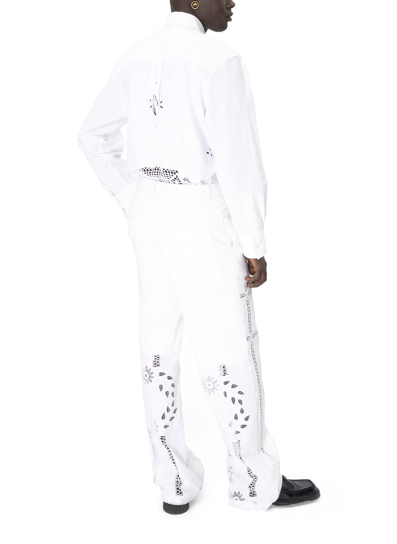 Chemise manches longues en linge de maison regenerated unisexe MARINE SERRE Blanc