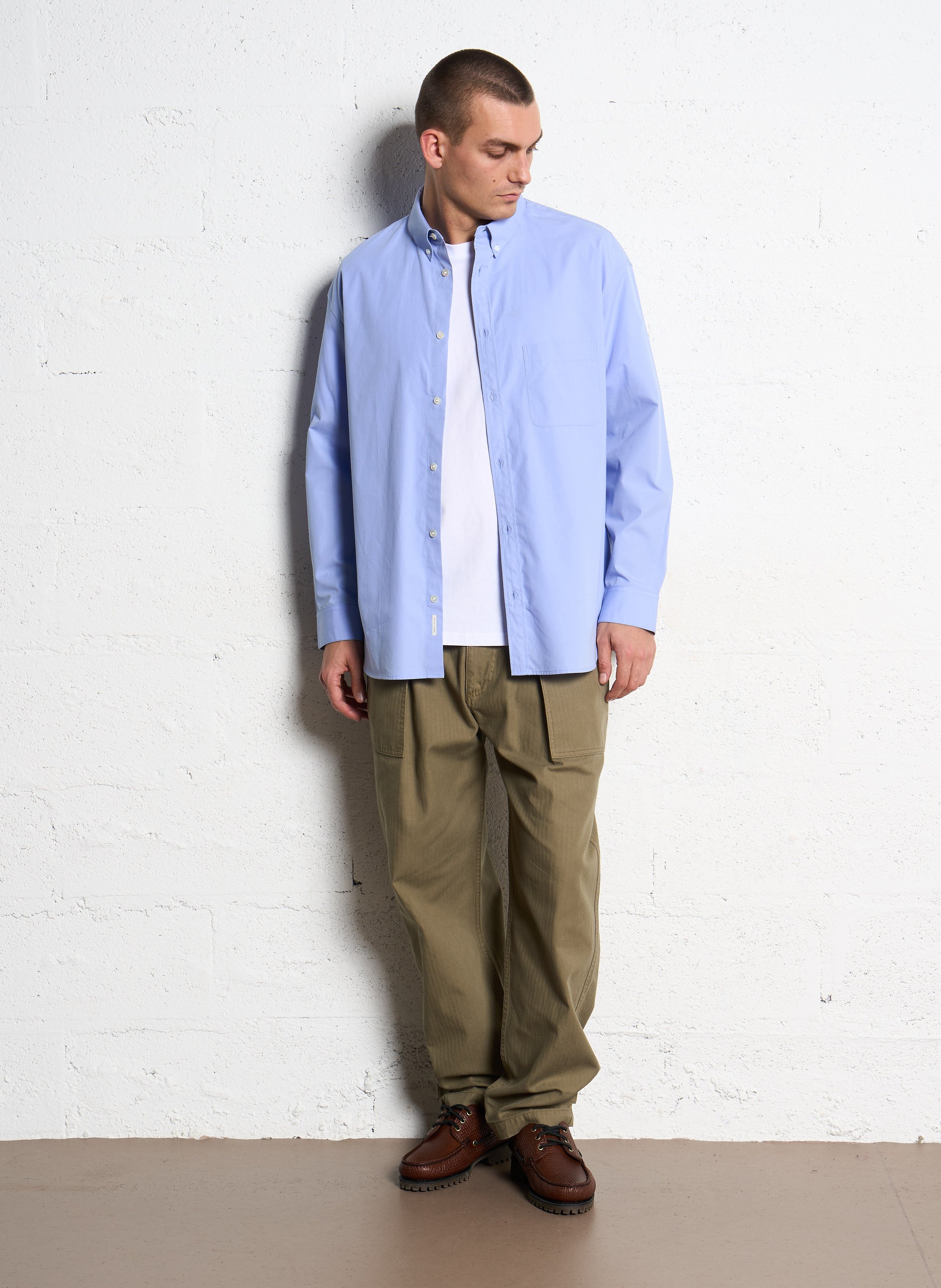 Chemise ample col américain en coton IKKS Bleu