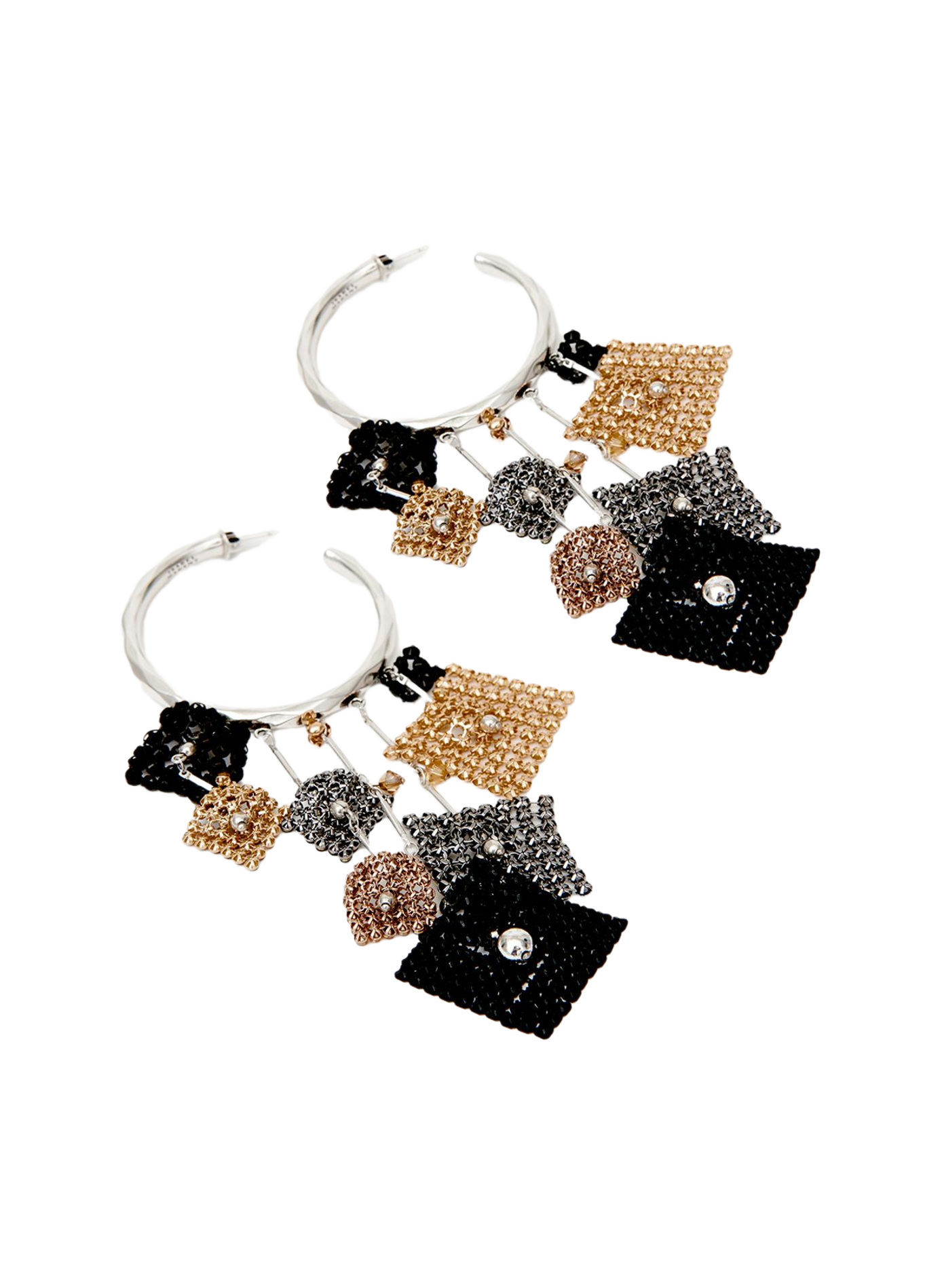 Boucle d’oreille créole Catalina à strass ISABEL MARANT Gris
