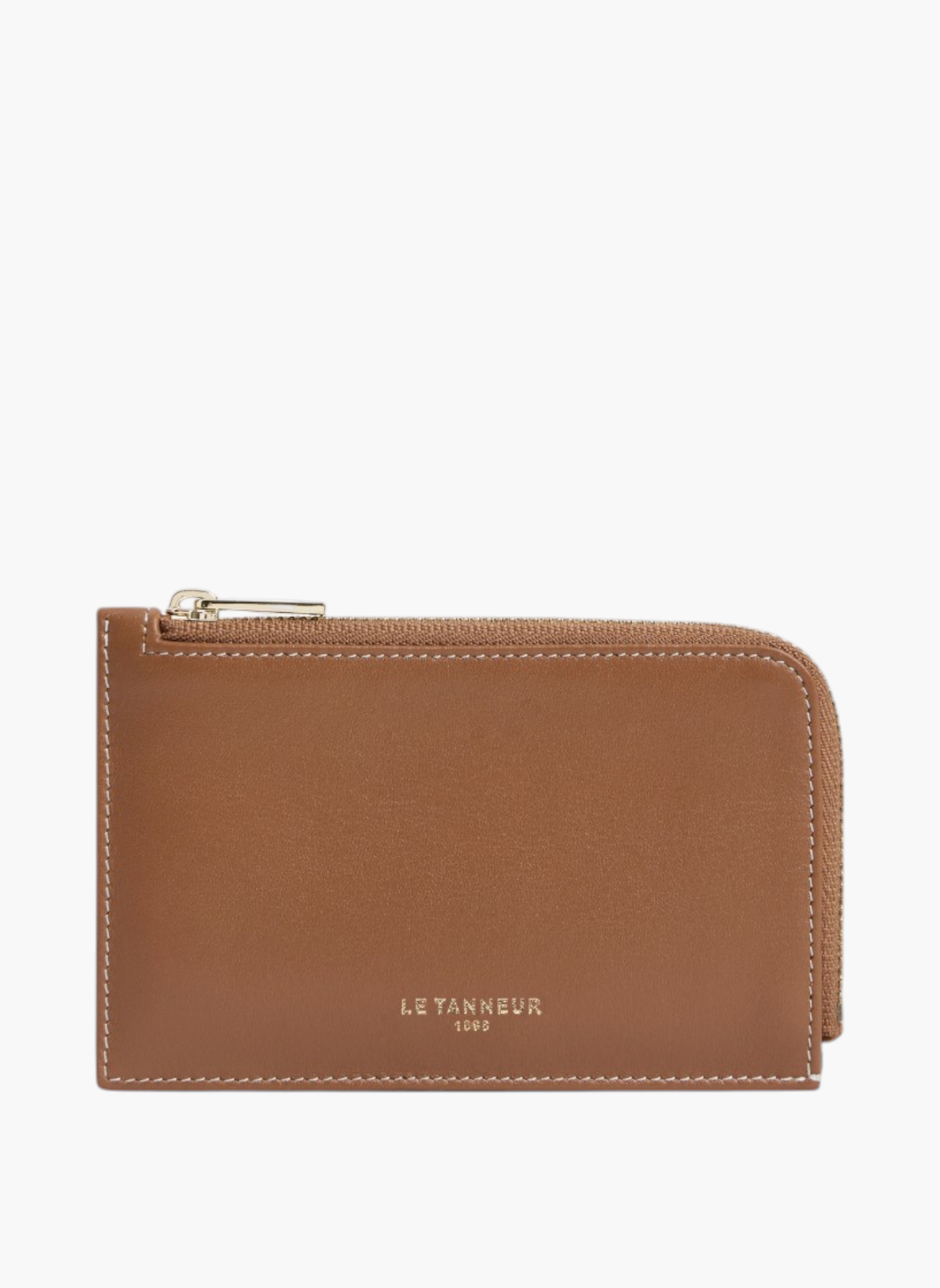 Porte cartes zippé albertine en cuir lisse LE TANNEUR Marron