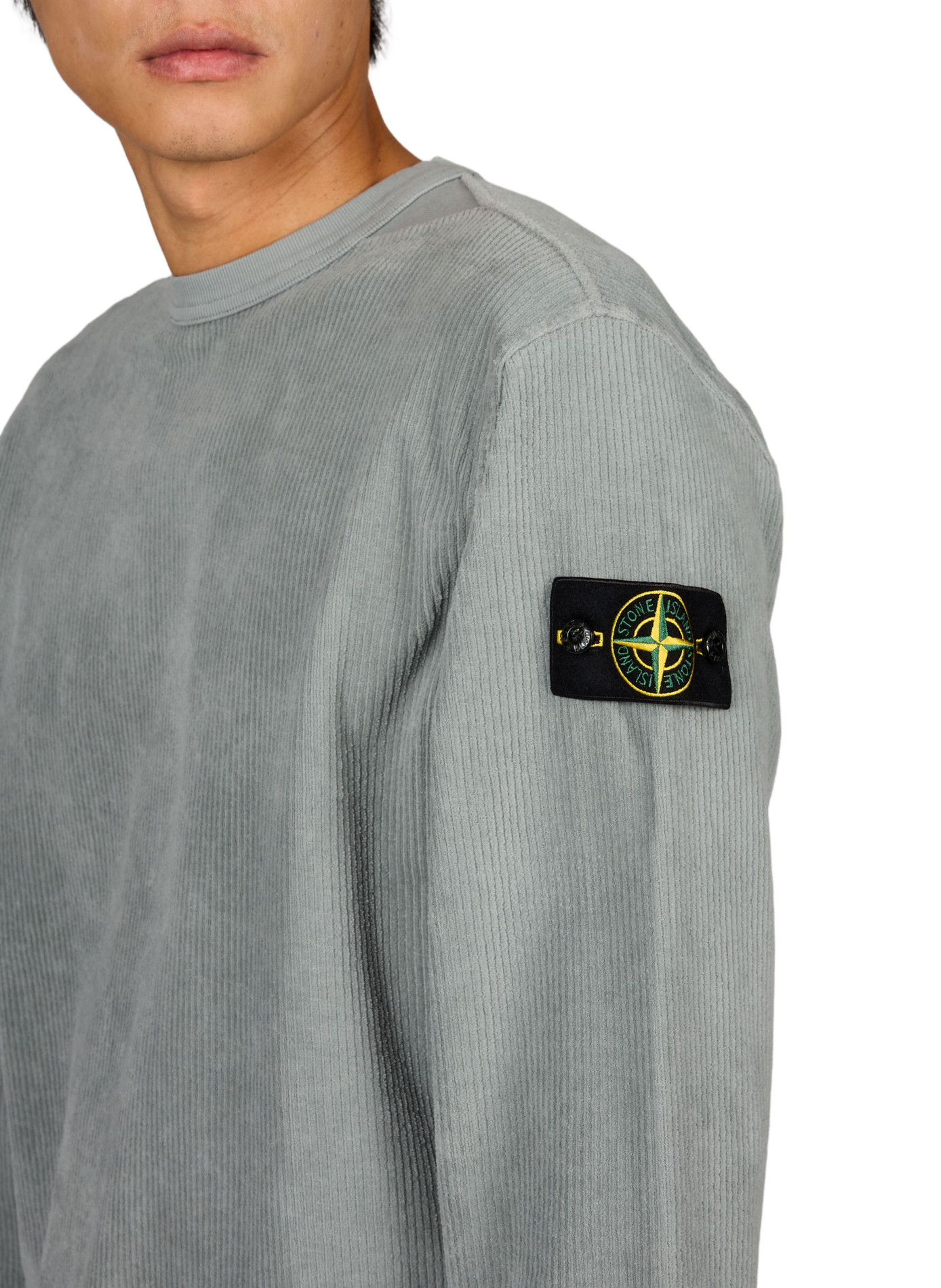 Round neck sweatshirt in velvet STONE ISLAND Grey