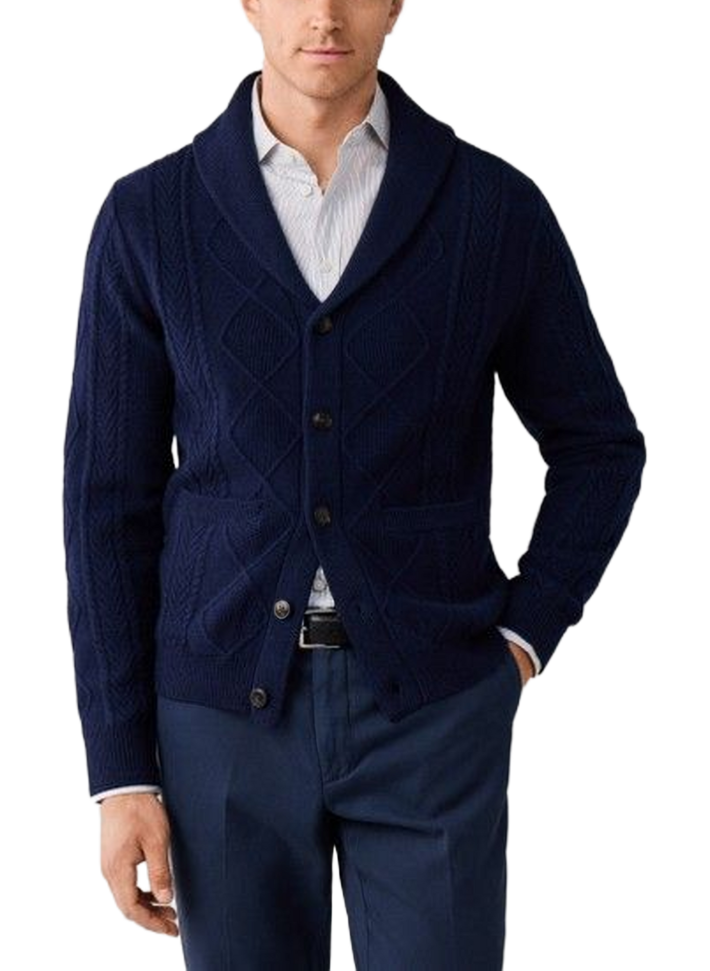 Gilet encolure V en laine mélangée HACKETT Blue