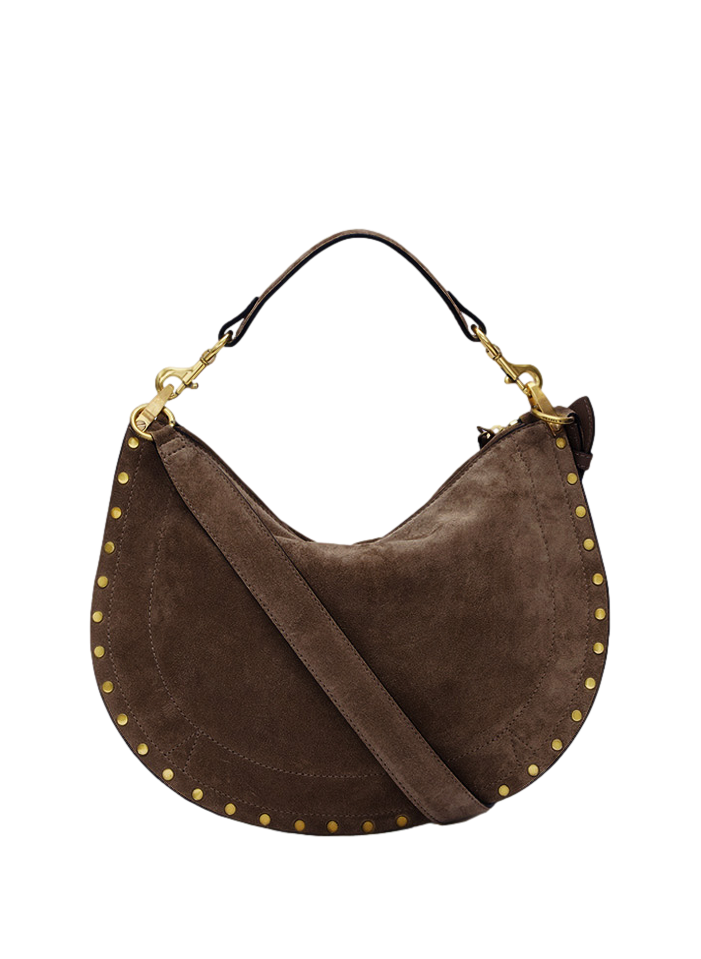 Handtas Oskan Soft Zip van geitenleer met suède-effect ISABEL MARANT Bruin