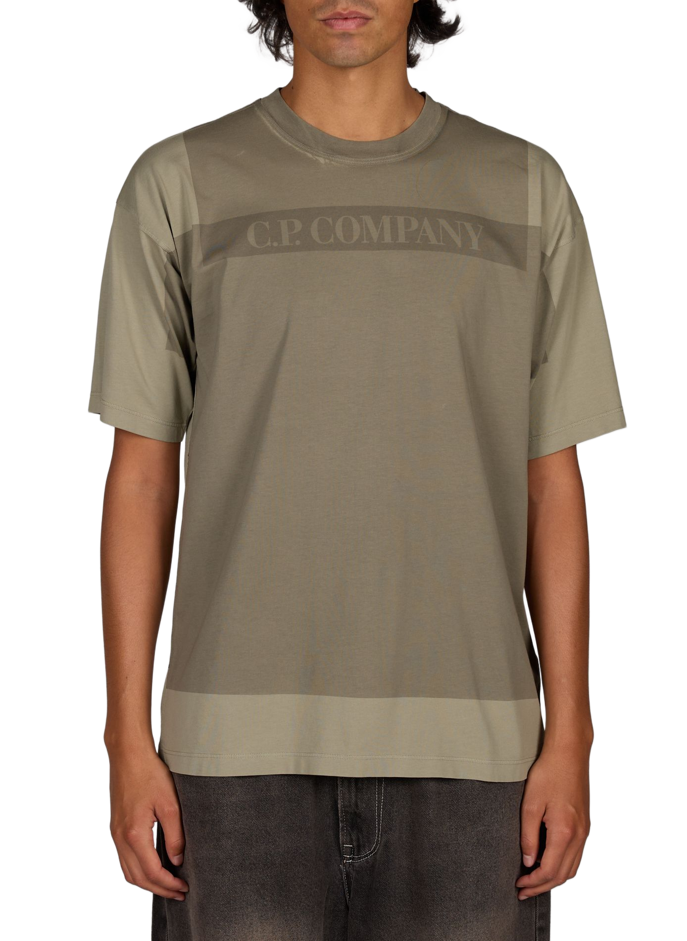 Color block logo cotton T-shirt CP COMPANY Grey