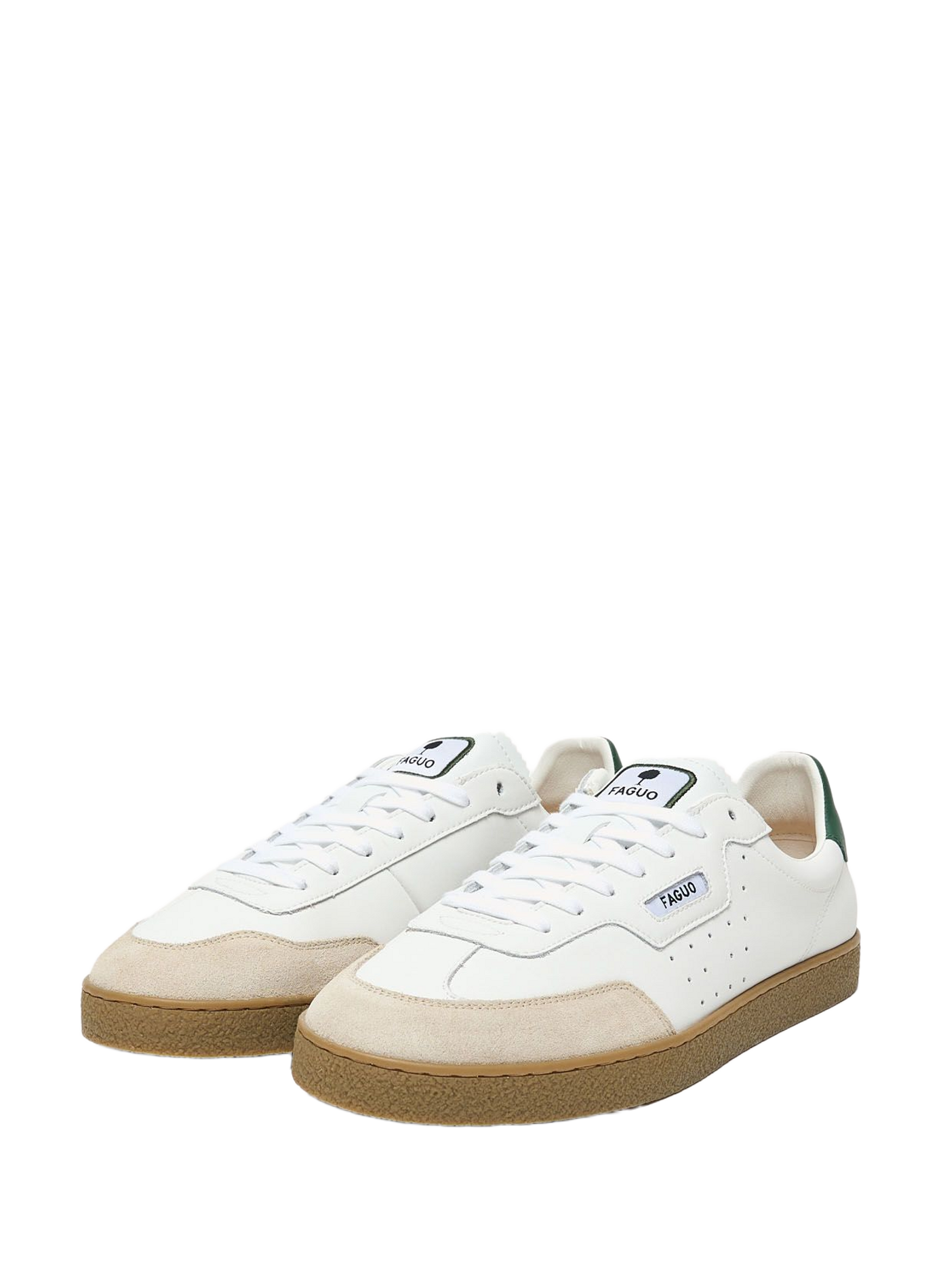 Mixed leather low-top sneakers FAGUO White